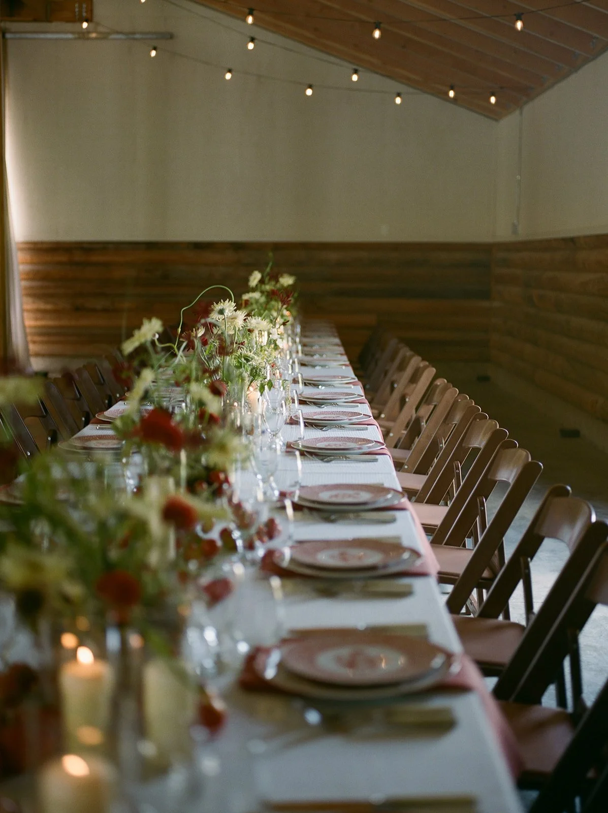 Looking down reception table
