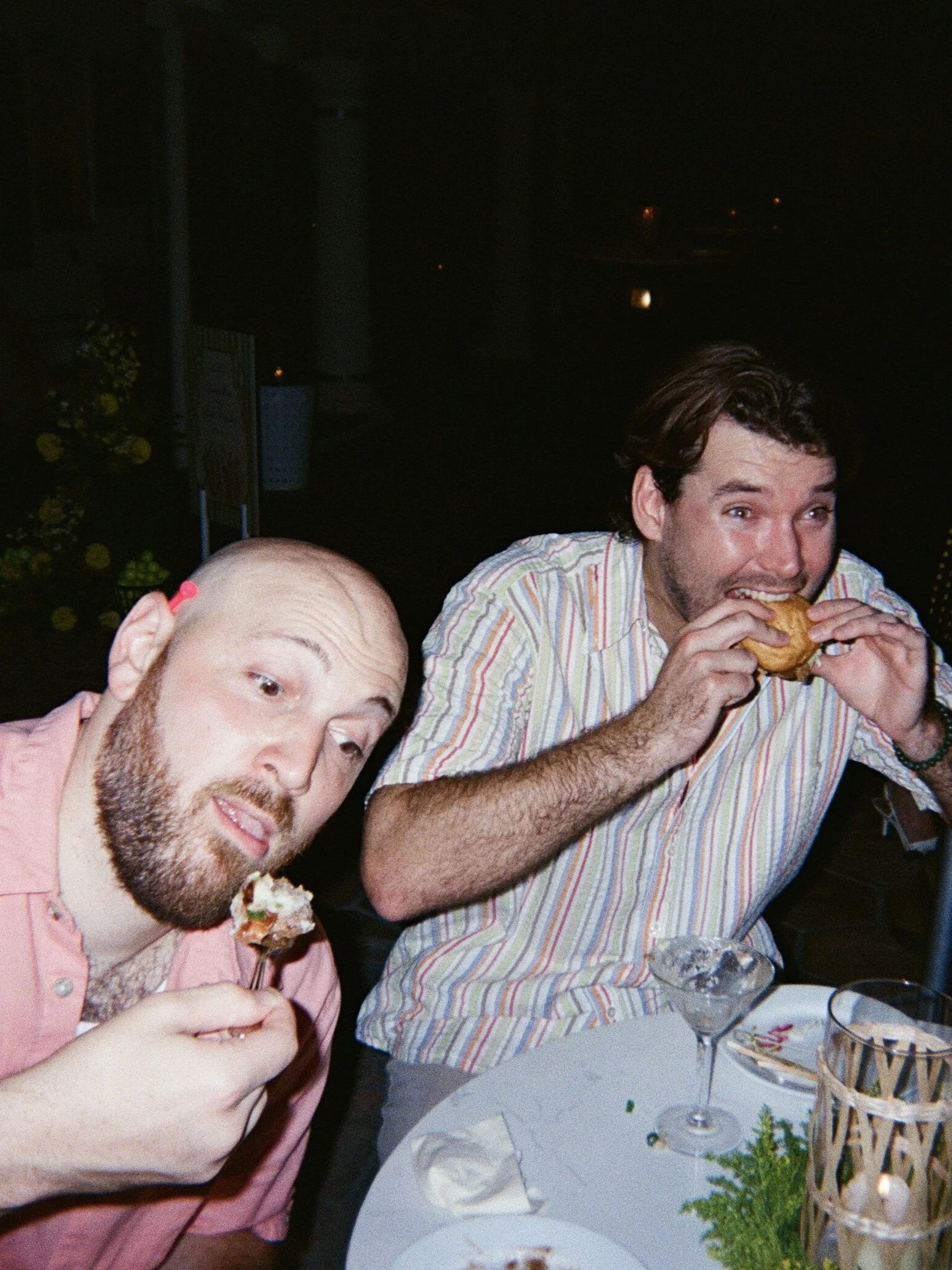 Guests eating at welcome party