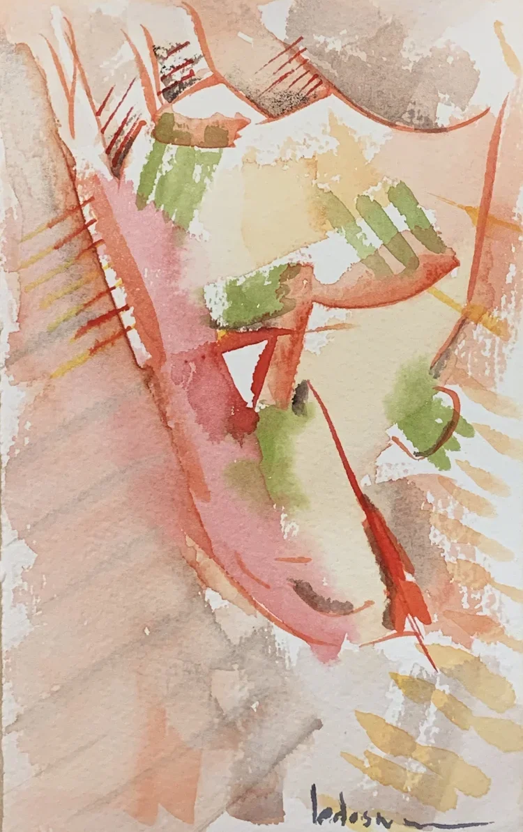 Red Fabric Under the Sun-  8.5"x 5.5"   $490/framed