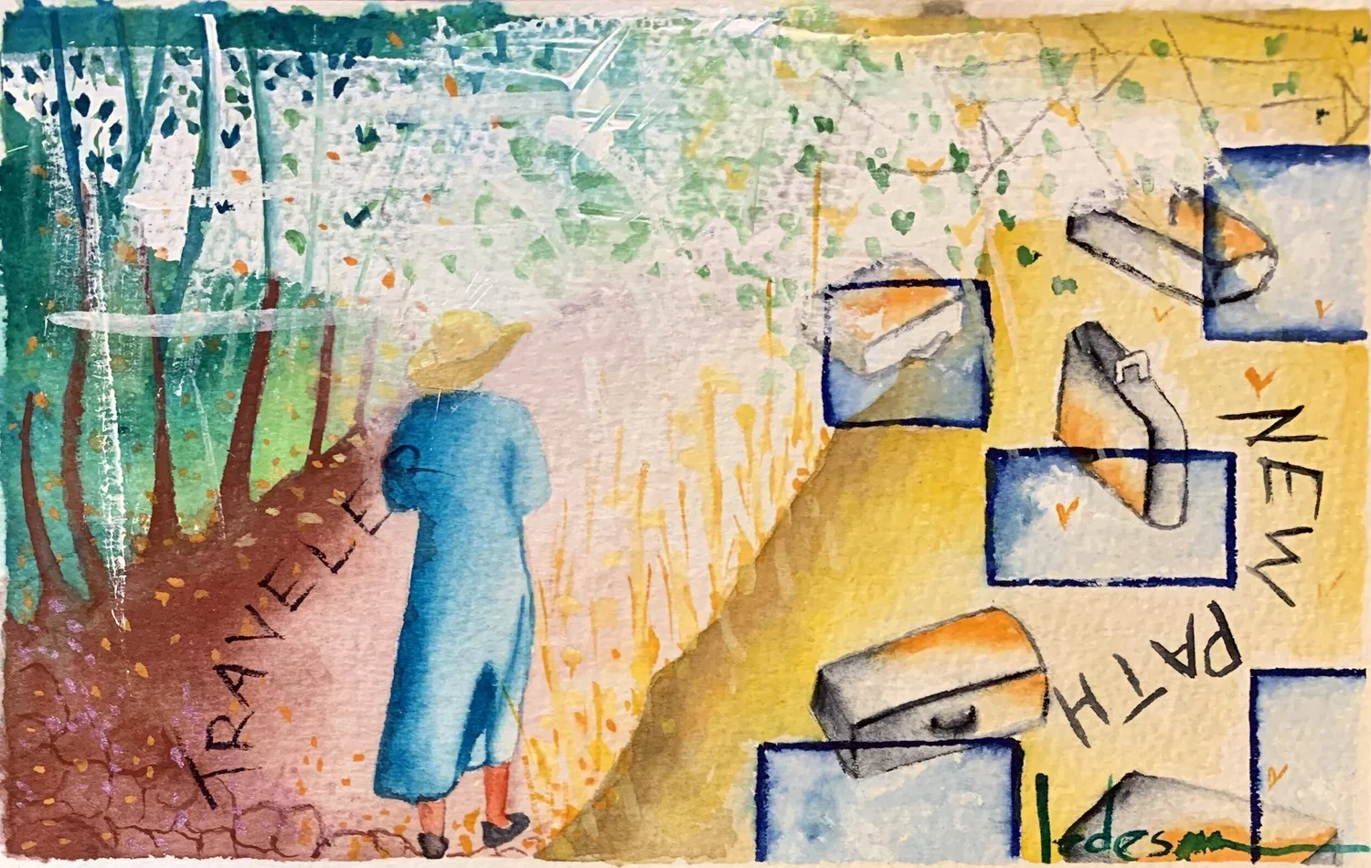 Traveler-   5.5"x 8.5"   $490/framed