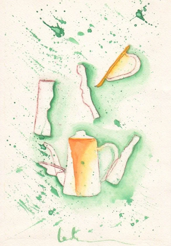 Rain in Green-  9"x 6"   $525/framed