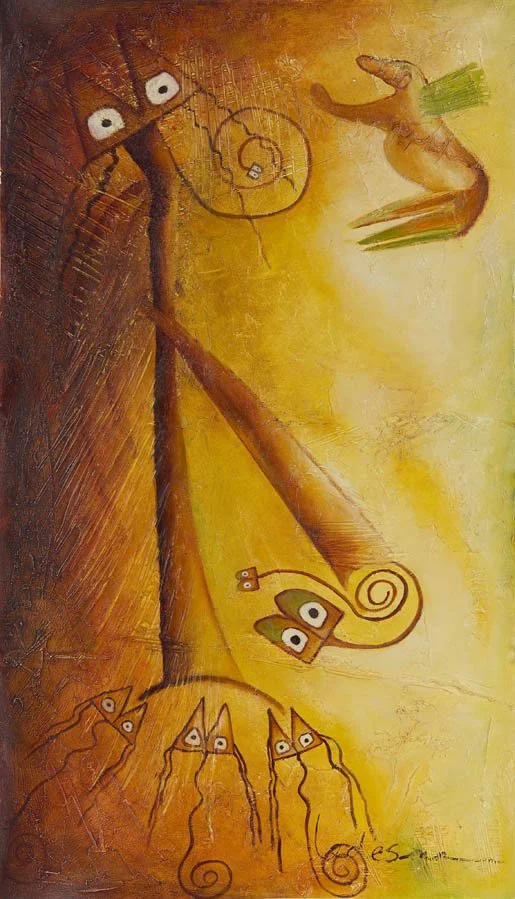 Winged Dog Overseeing the Ritual-   Sold/available giclee print