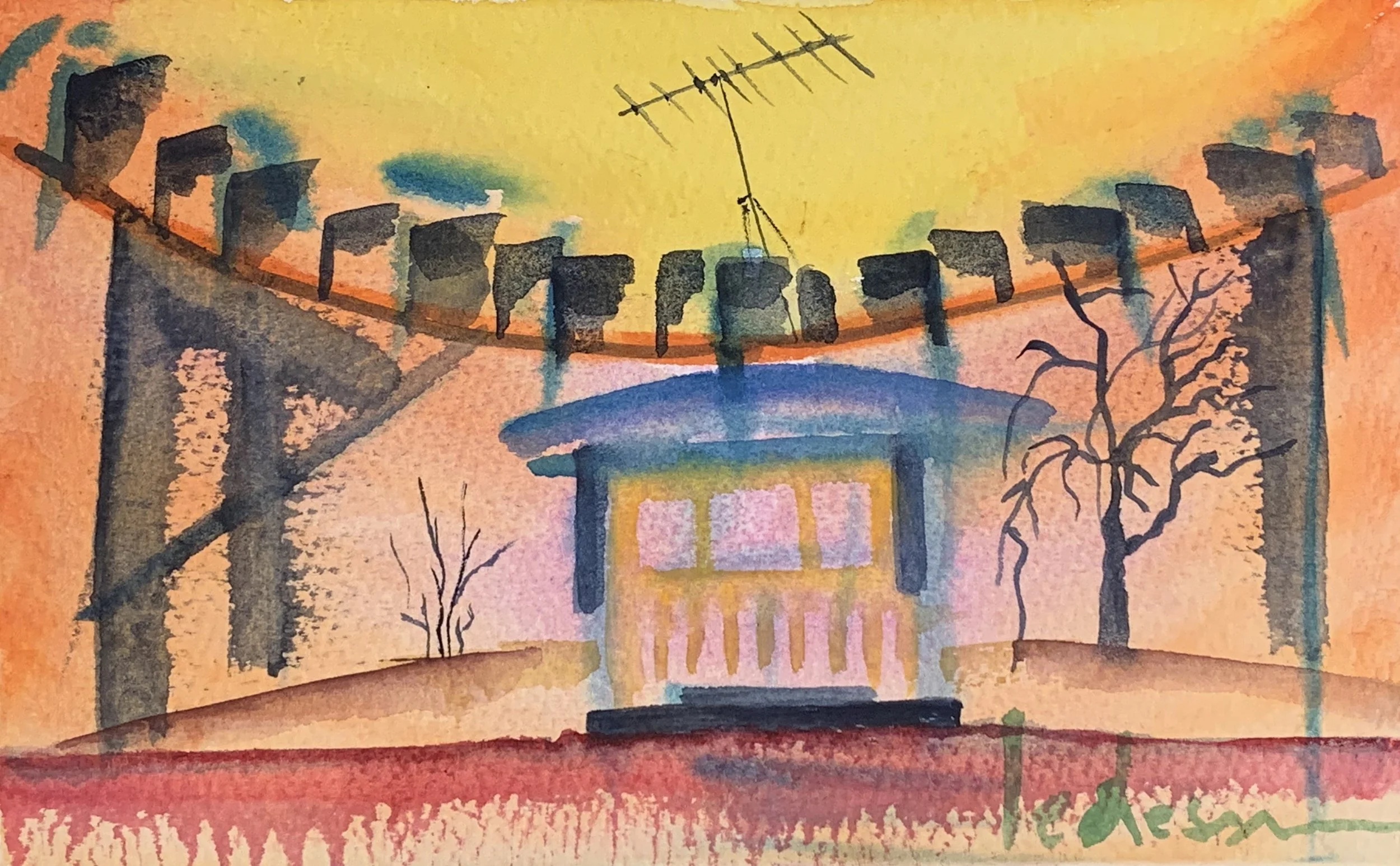 House in the Middle of Nowhere-   5.5"x 8.5"   $490/framed