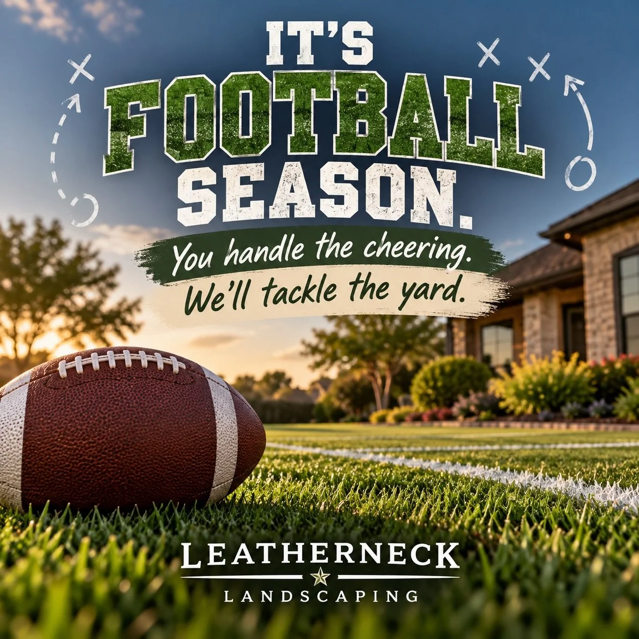 🏈 Football season is here and the only thing you should be tackling this weekend is your game-day snack lineup. 😎

Let Leatherneck Landscaping handle the yard work while you handle the cheering.

From routine lawn care to landscaping projects, we&r