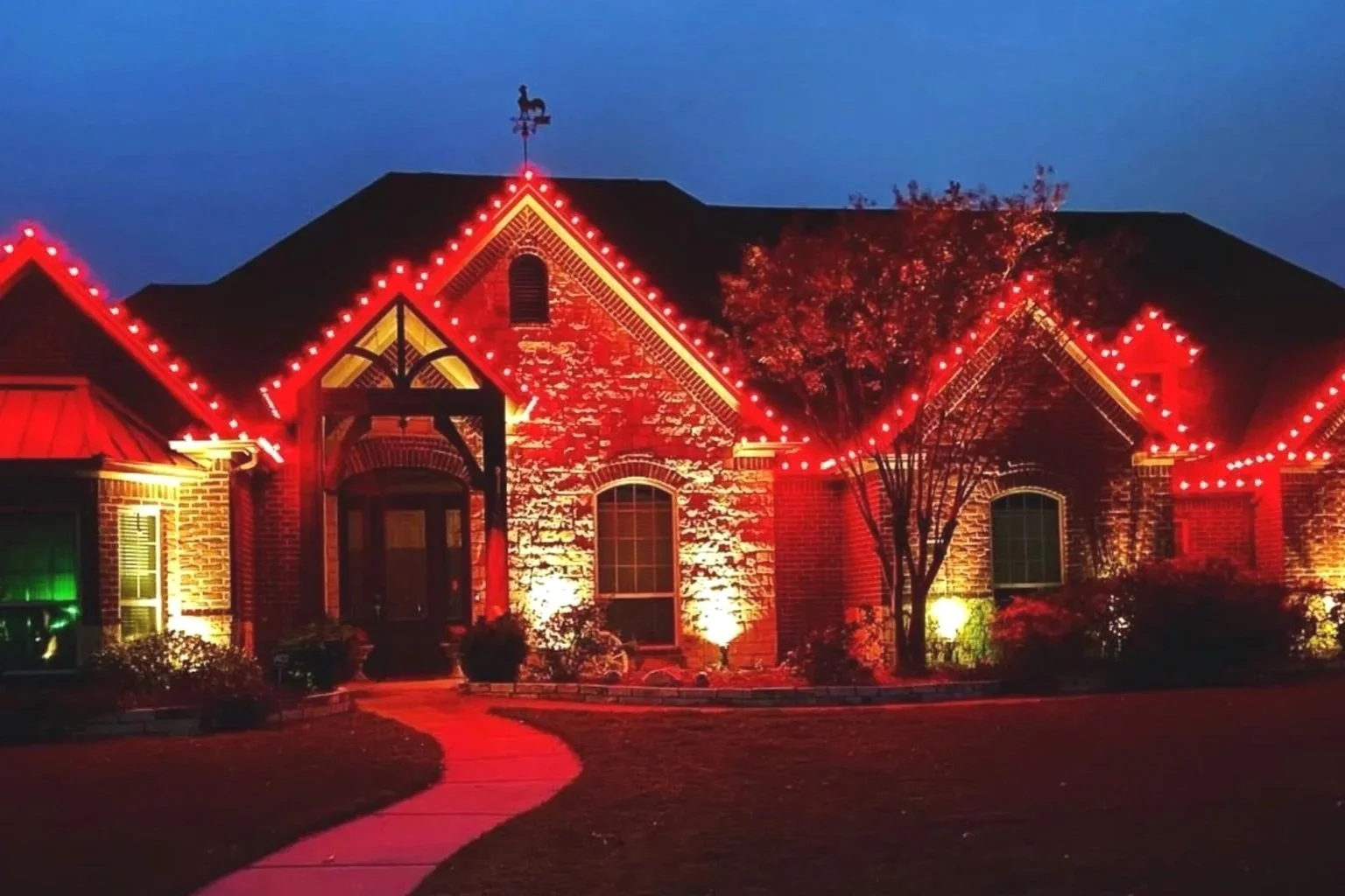 Professional Christmas light installation by Leatherneck Landscaping