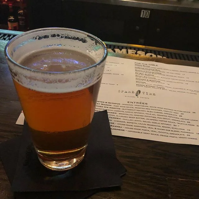 @sparetirepub was dope. Great beer even better food! (Didn&rsquo;t get a photo because I was starving and inhaled my chicken)
.
Had a super cool atmosphere and reminded me a little bit of goldsteins back home 🖤 definitely coming back with the boys.
