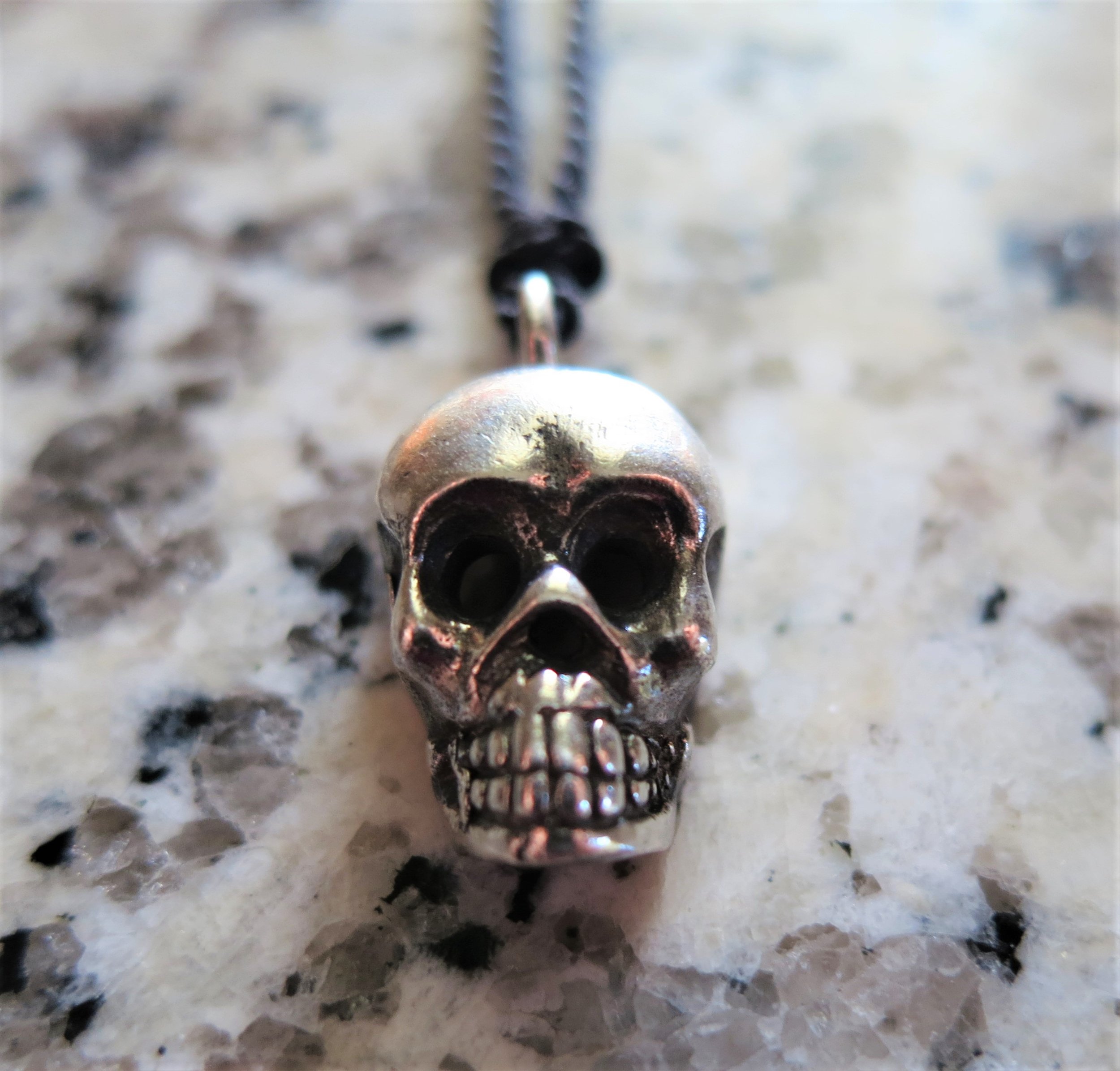 Little Sterling Silver Skull on silk
