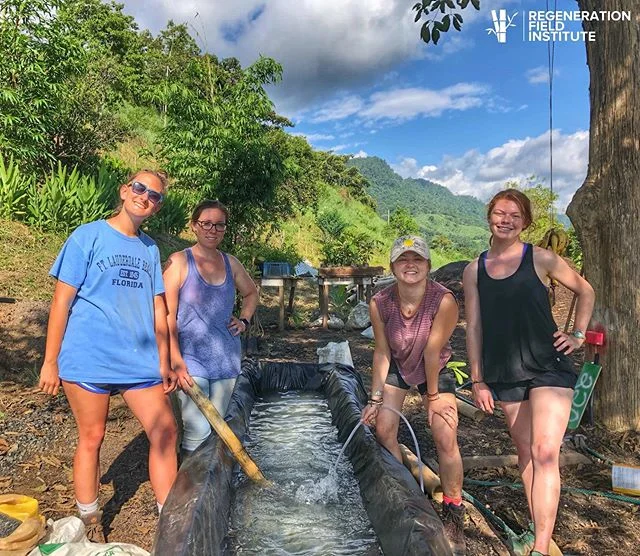Students from University of Alabama and CU Boulder mixing up the treatment solution for our bamboo construction project! This mix of Borax and Boric Acid will cure the bamboo used to build the next part of our institute and make sure it stays stronge