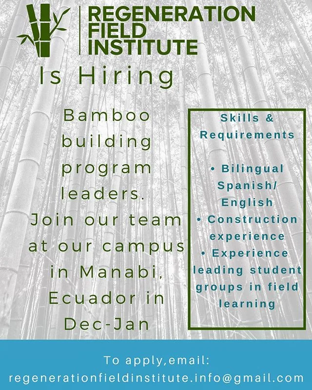 RFI invites you to join our team👥 ✨
Our programs will be hosted at @losarbolerosfarm in Ecuador🇪🇨 this December and January.📆 If you have experience with construction, group leadership, and are passionate about regenerative design then we would l