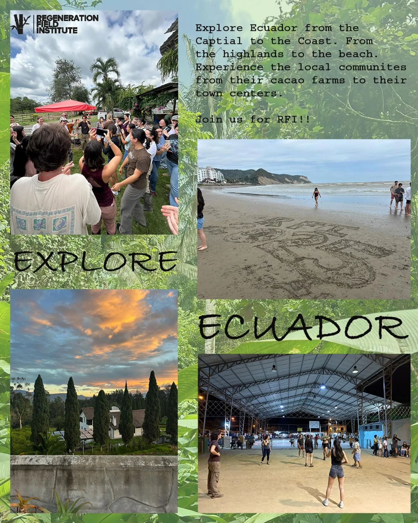 EXPLORE ‼️Beyond the cities of Ecuador the vibrant culture, diverse landscapes, and connections with the communities of this ecuatorial country THIS SPRING BREAK. #uw #uwrfi #rfi #regenerationfieldinstitute#universityofwashington #universityofwashing