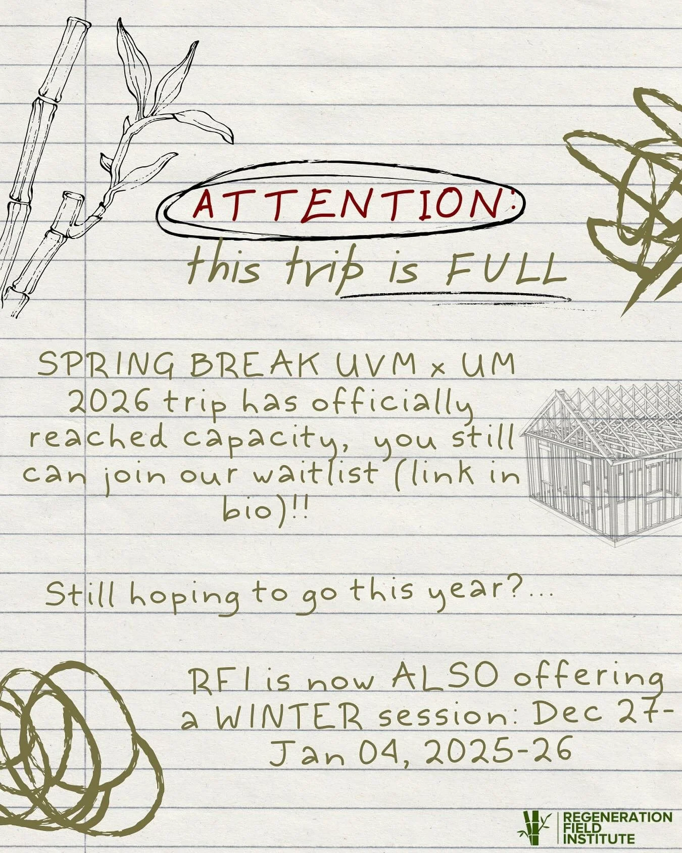 The time has come and our spots have filled for our 2026 spring break trip!!! Thank you to all who signed up, it&rsquo;s going to be a blast!!! 

HOWEVER, if you are still dying to go to Ecuador this season, make sure to sign up for our waitlist and 