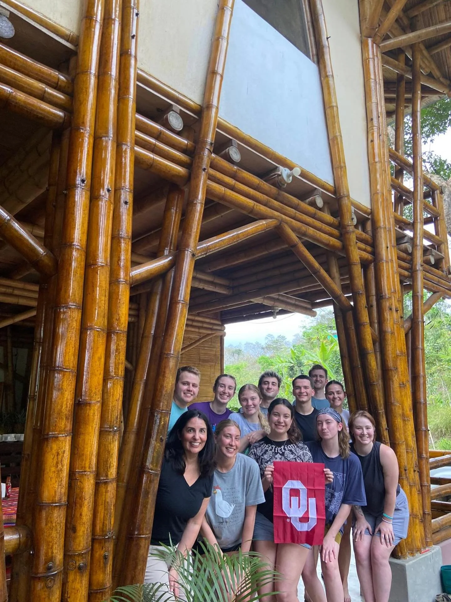 Our villa for the next week! We&rsquo;re so excited to learn more about bamboo and sustainable construction🙌🏻🎍