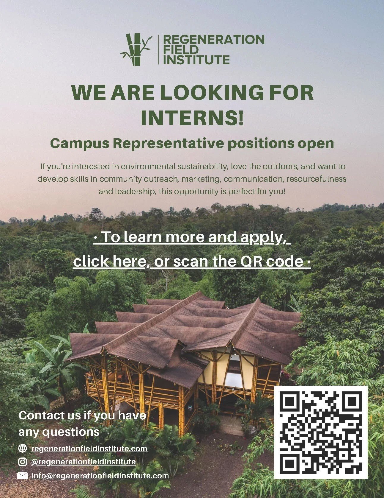 Want to build community, outreach skills, and love the outdoors? We're looking for interns! 

Scan the QR code or click the link in our bio to apply!