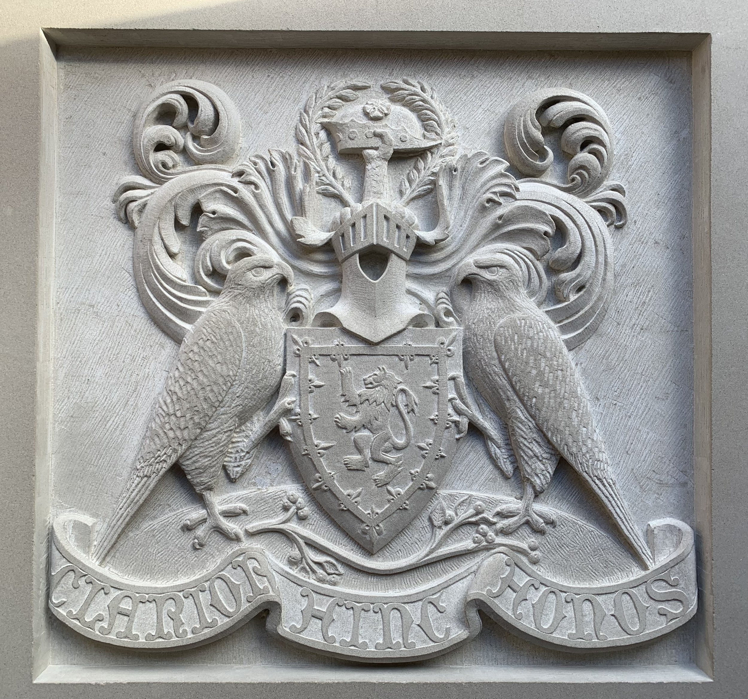  The finished hand-carved crest 