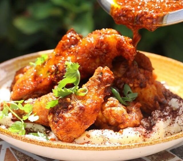 Our spicy harissa chicken wings are now available on both our takeaway menu and dine-in/restaurant menu! Keep yourself nice and warm with this amazing dish!
~
w/ toum (garlic sauce)
~
Takeaway &amp; Dine-in available all week!

#pickup #delivery #tak