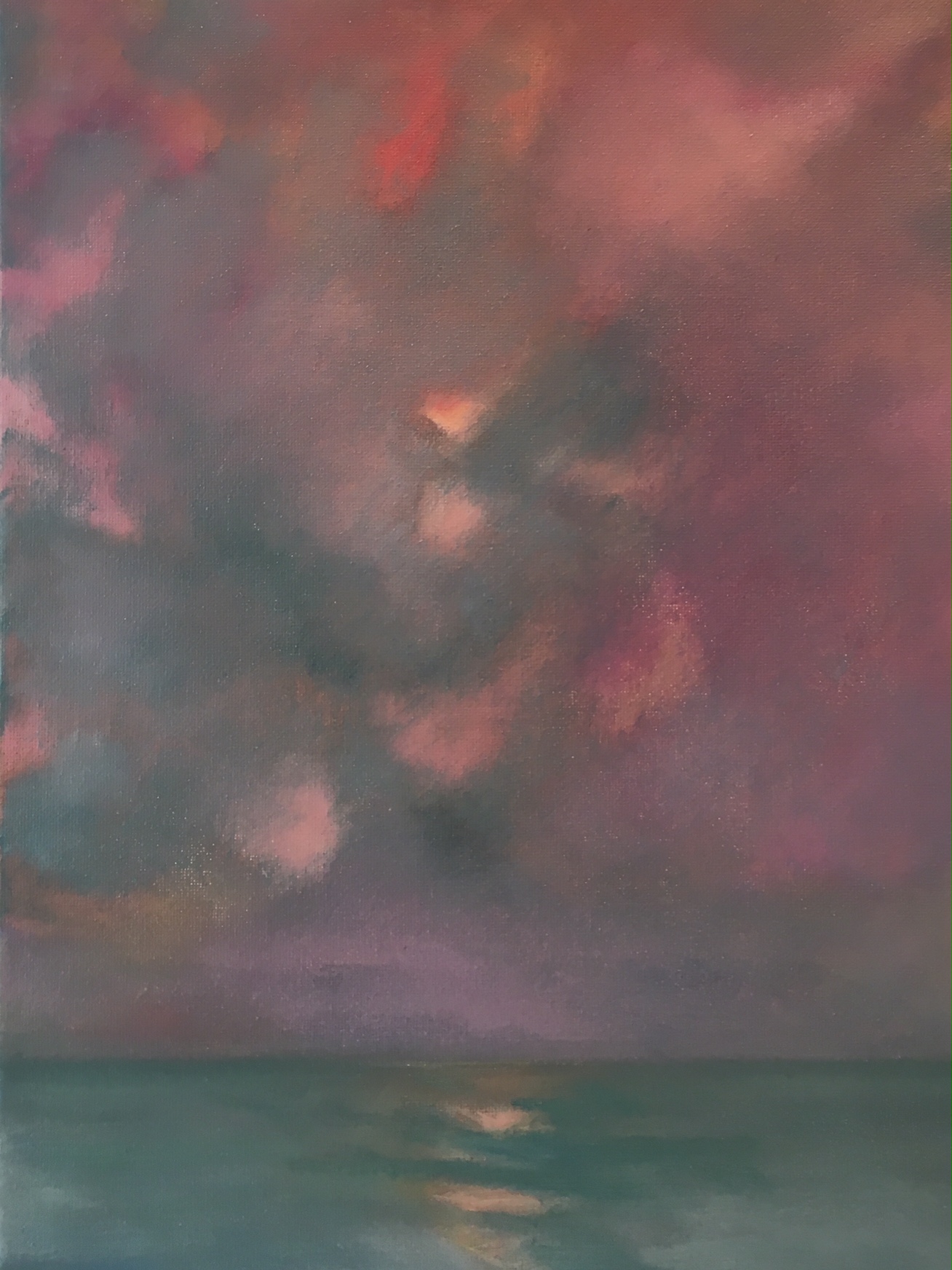 "Soft Coral Sunset" | Oil on Canvas | 14x11