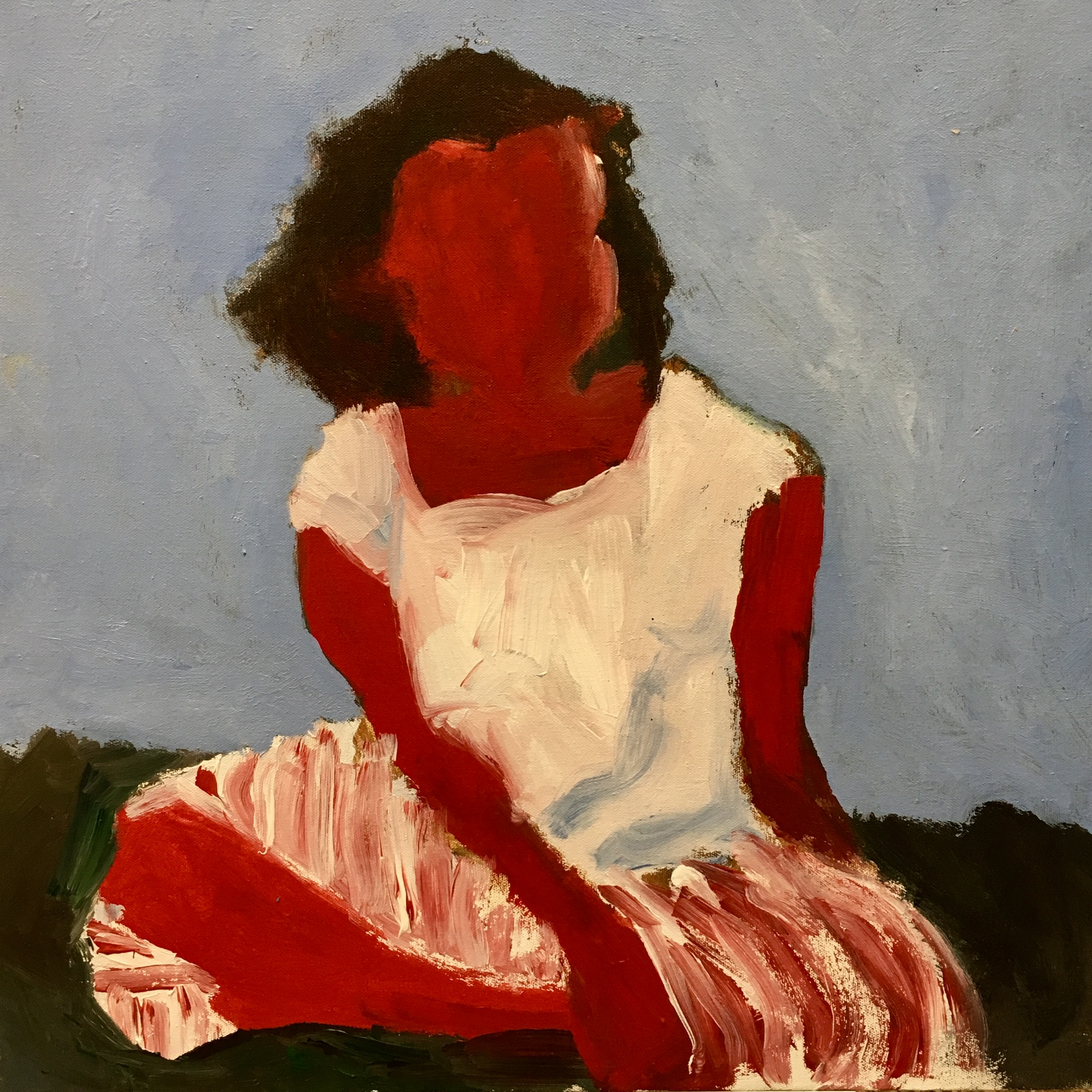 "Red Self Portrait" | Oil on Canvas | 22x22 | Sold