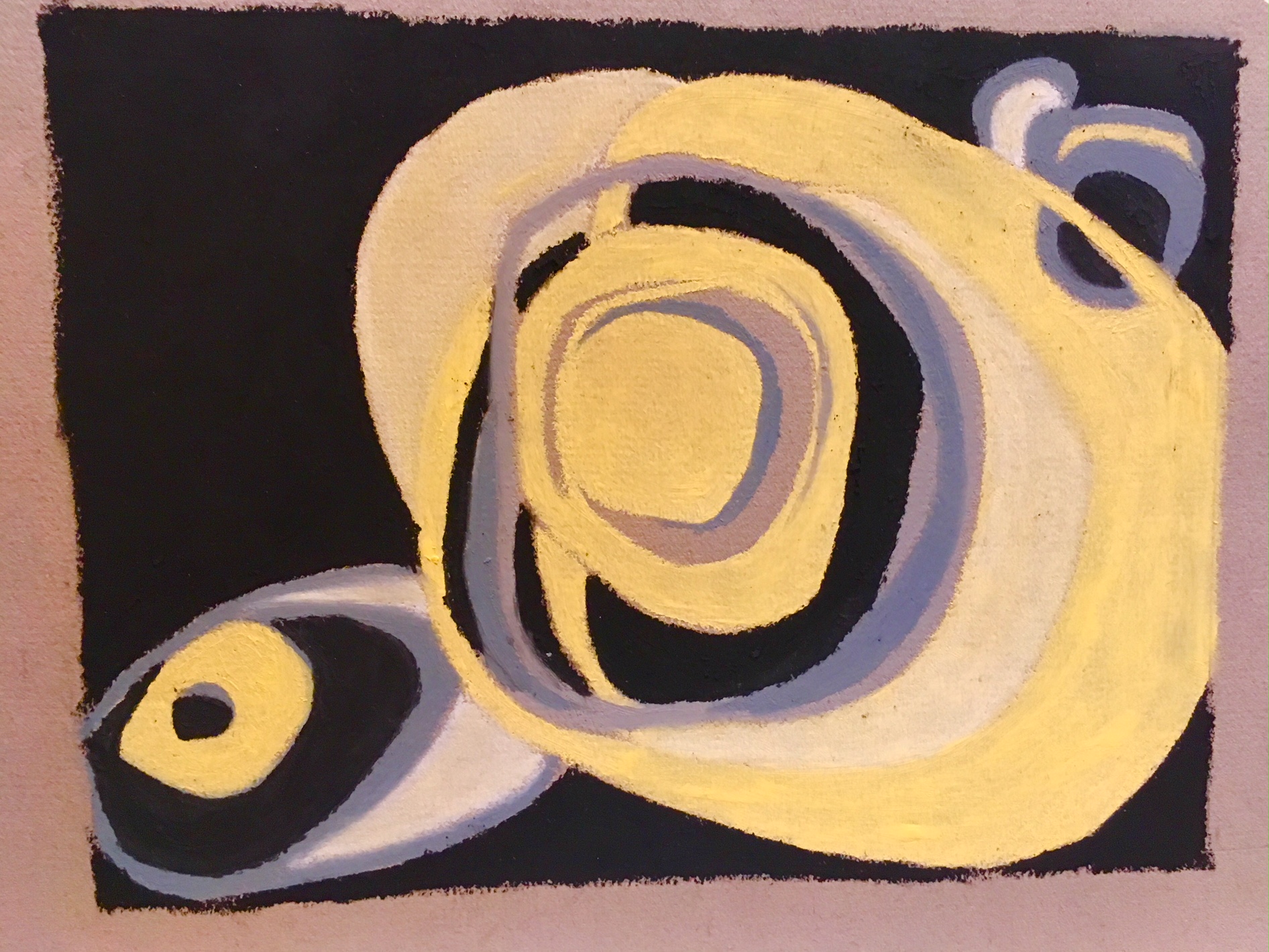 "Yellow and Grey Interlocks" | Cray-Pas on Paper | 7.5x9.25