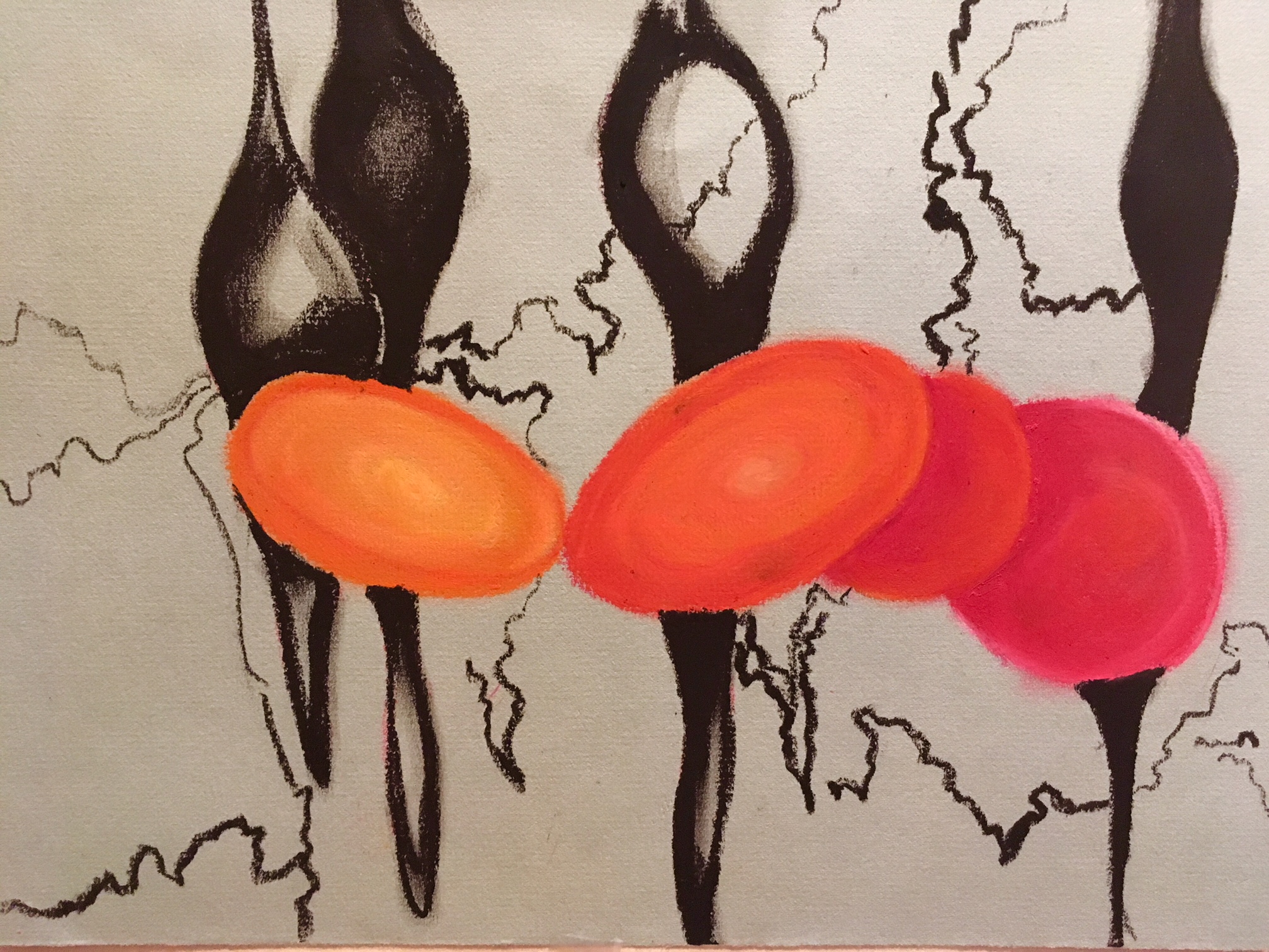 "Orange Fuchsia Eggs" | Cray-Pas on Paper | 9x12