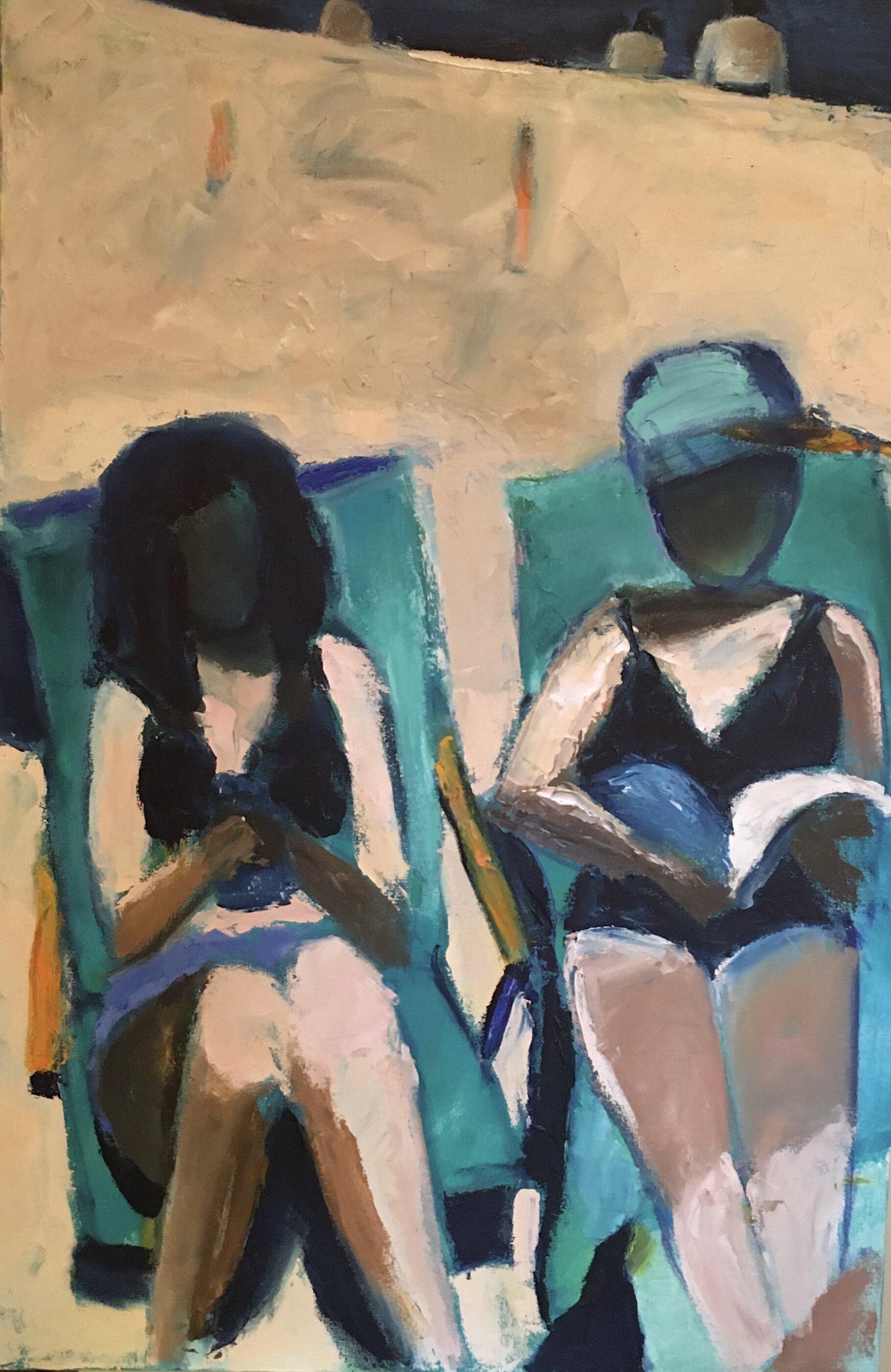 "Two Ladies at the Beach" | Oil on Canvas | 36x24  |