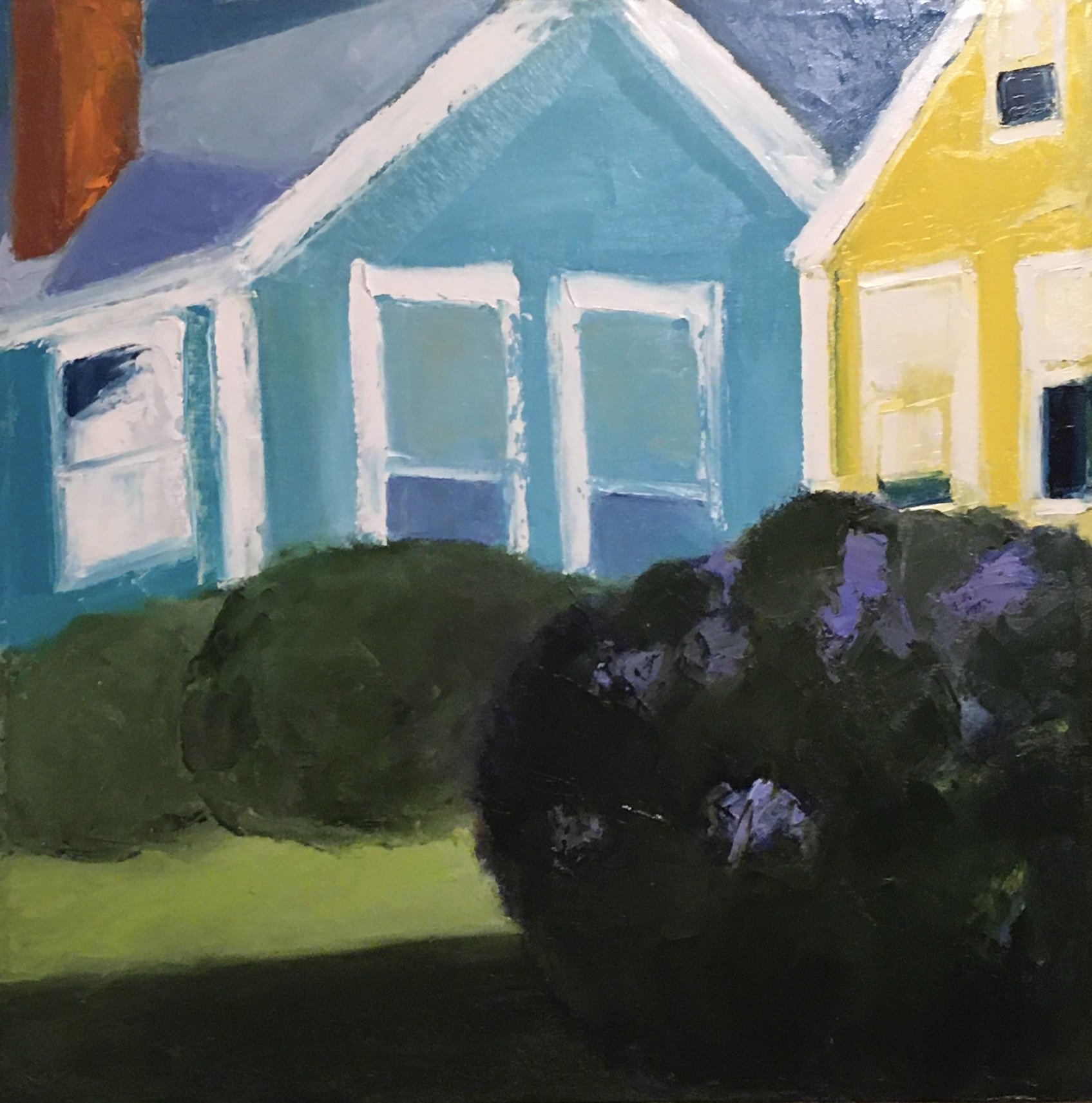 "Blue House Yellow House" | Oil on Canvas | 20x20