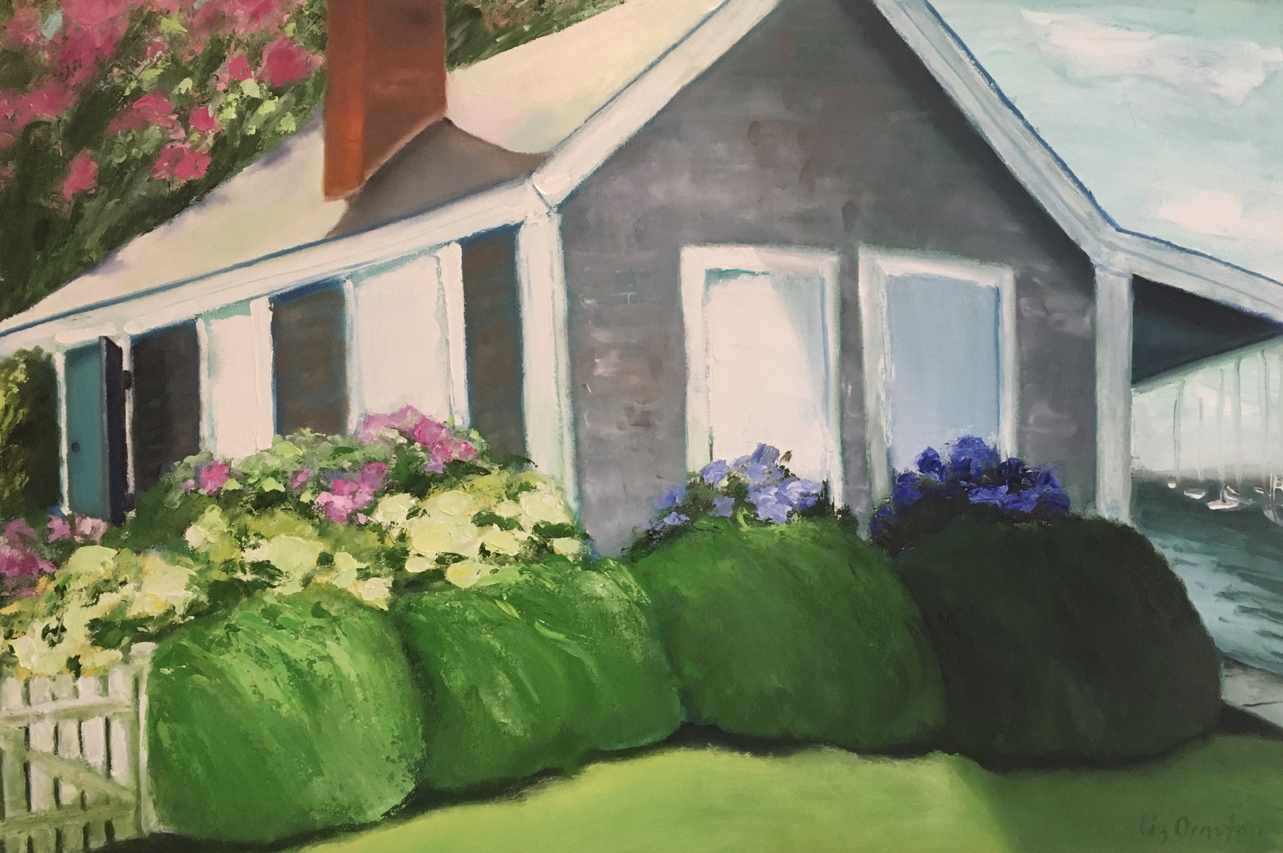 "Blue Door Cottage, Nantucket" | Oil on Canvas | 24x36