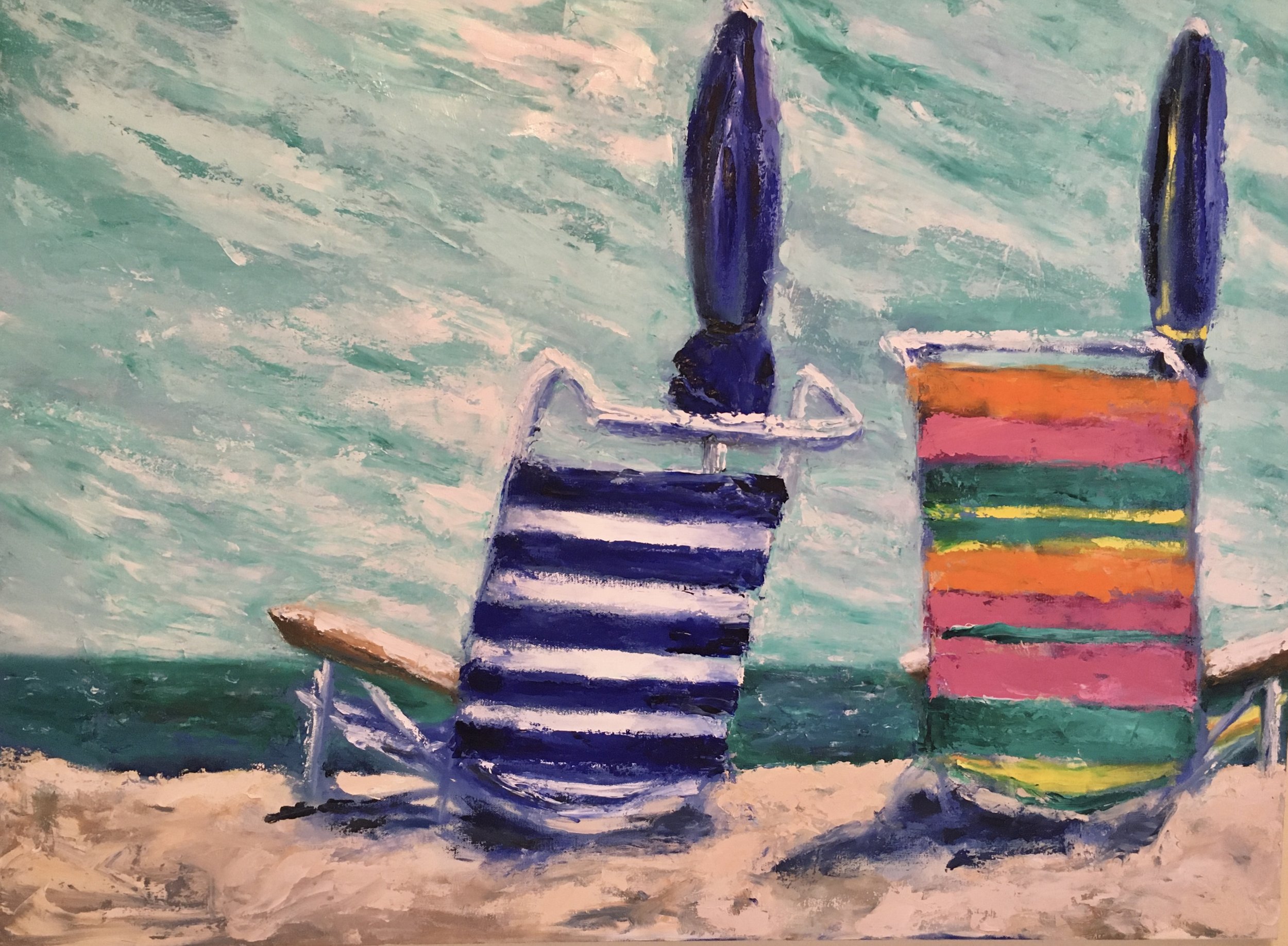 "Striped Beach Breeze" | Oil on Canvas | 30x40 