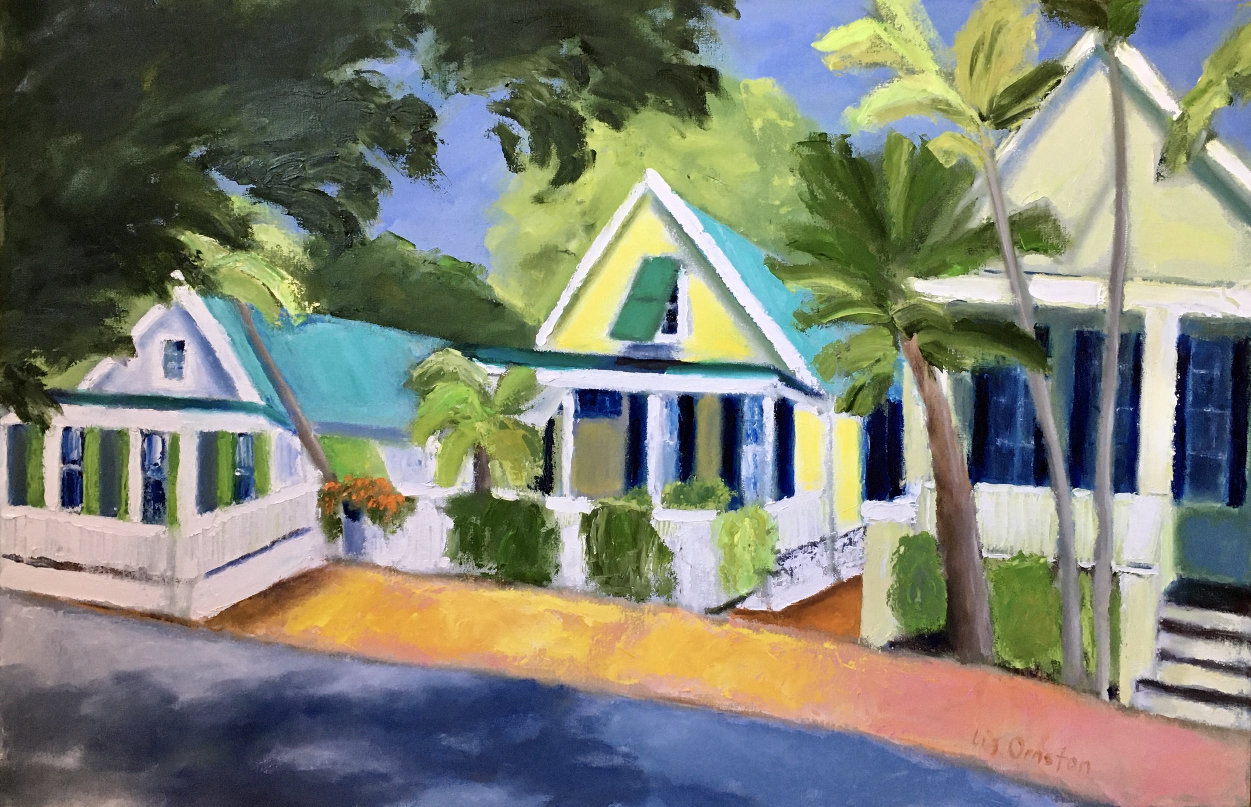 "Three Houses in Key West" | Oil on Canvas | 24x36