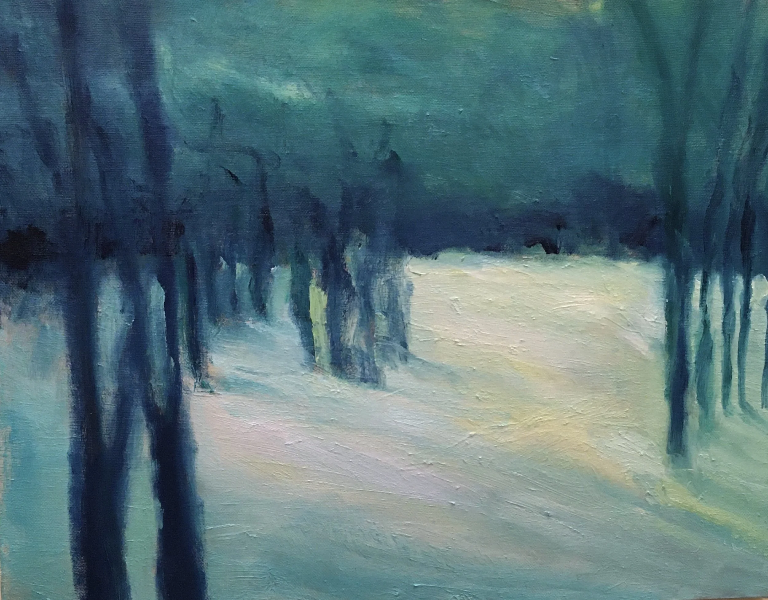 "Blue Trees in the Snow" | Oil on Canvas | 14x18