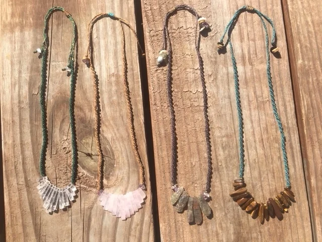 Hanging Crystal Macrame Necklace