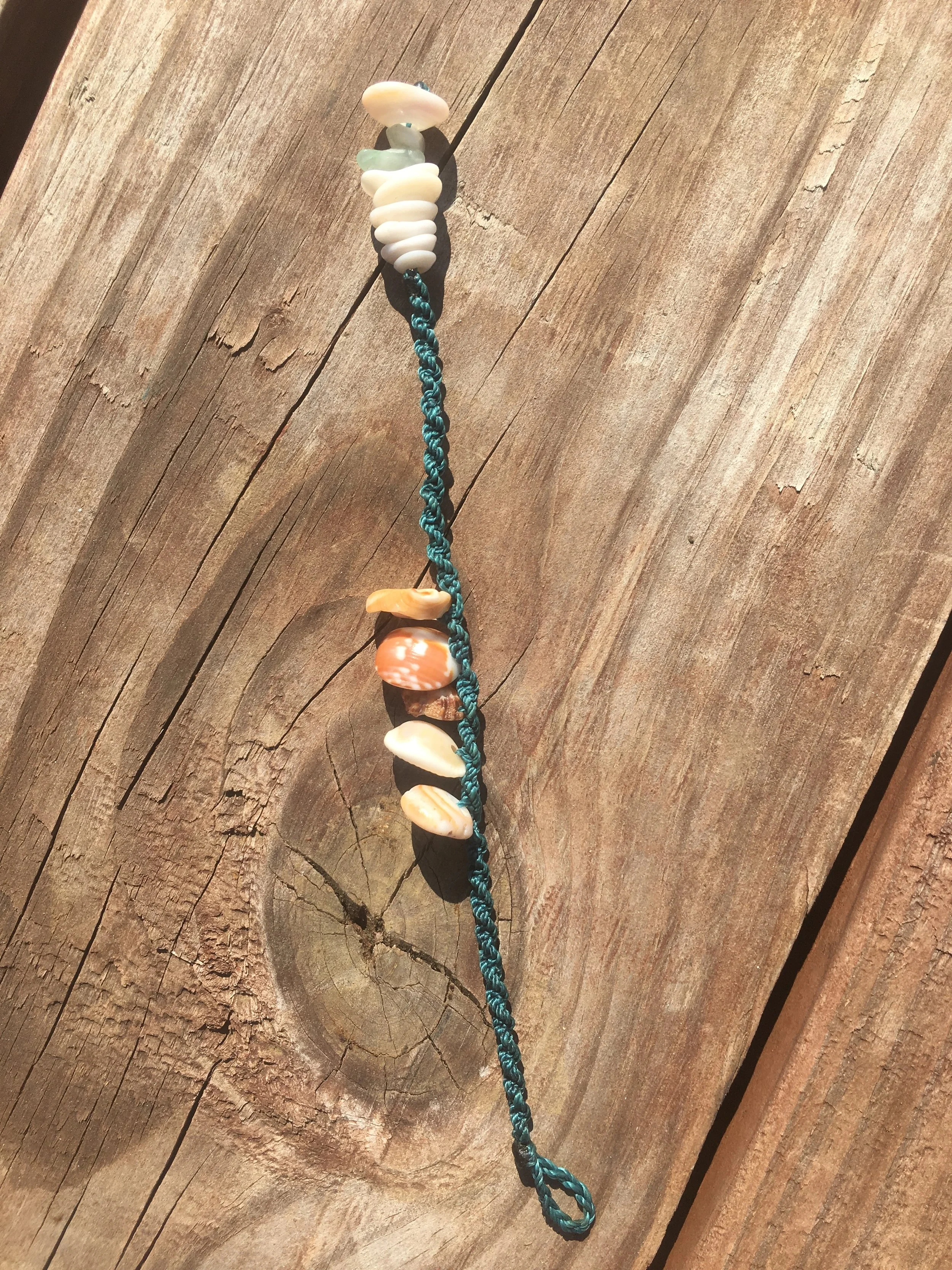 Macrame Shell Charm Bracelet