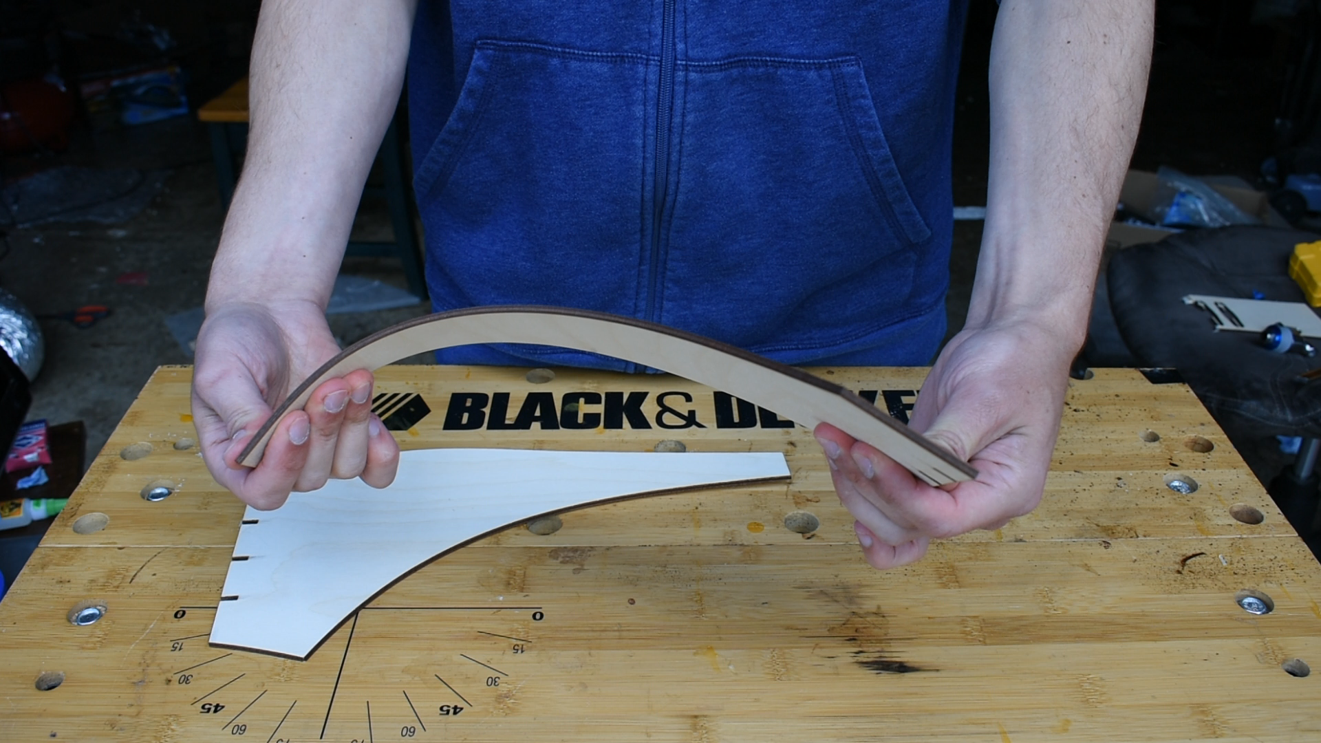 How the piece that was cut perpendicular to the grain of the wood bends. Don’t make the same mistake as me!