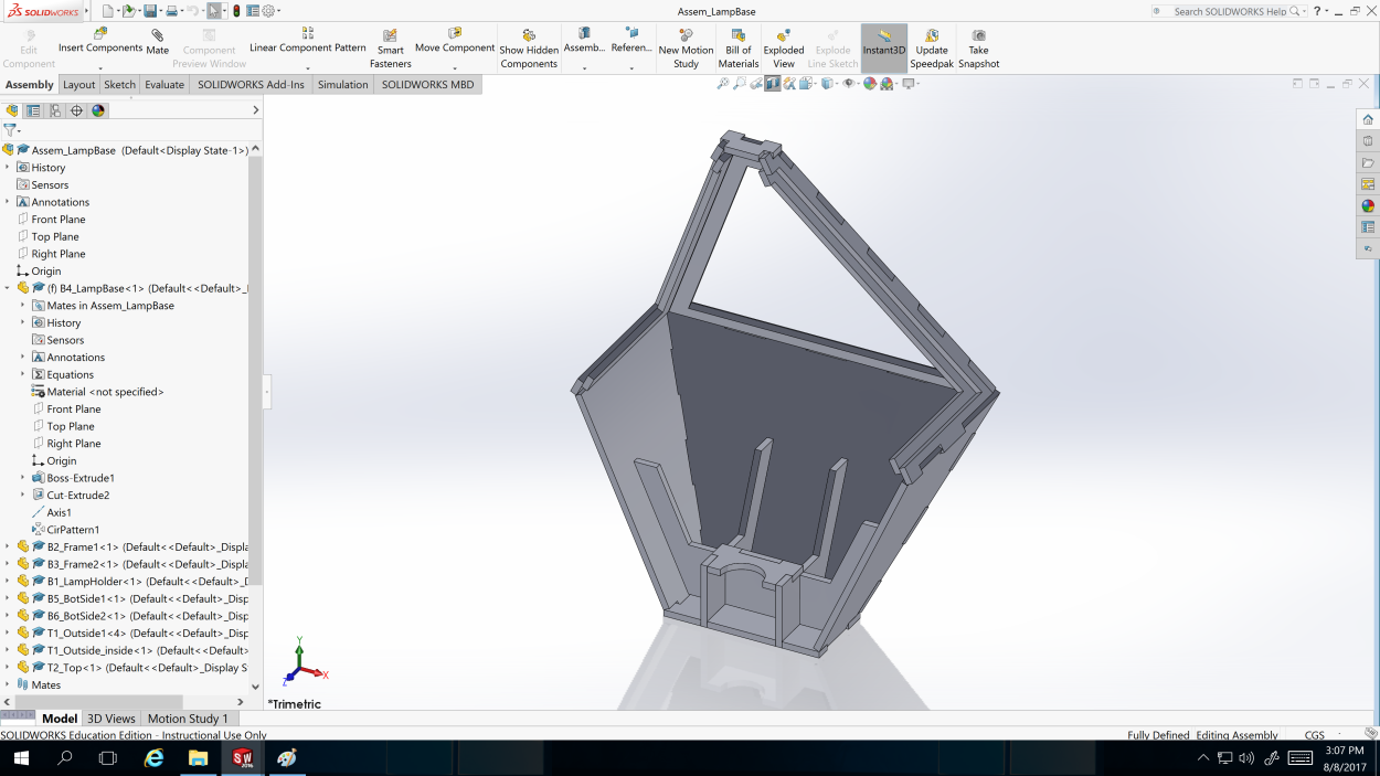 A section view of the inside of the full assembly