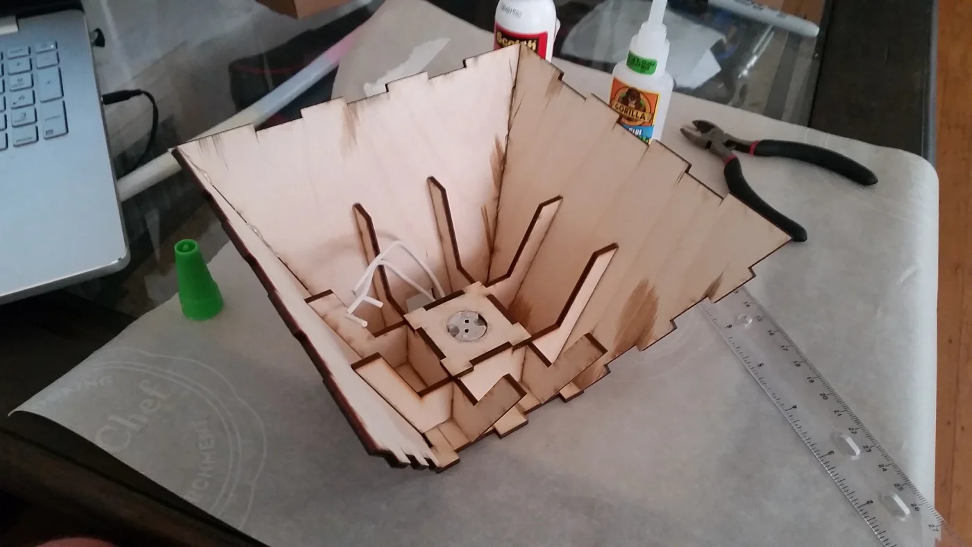 Bottom part of lamp during assembly