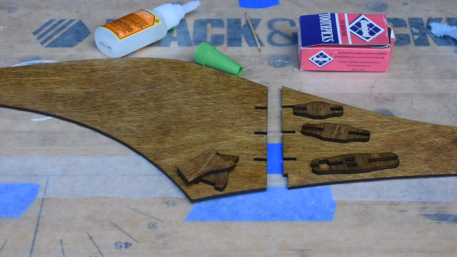 Segments before being glued together
