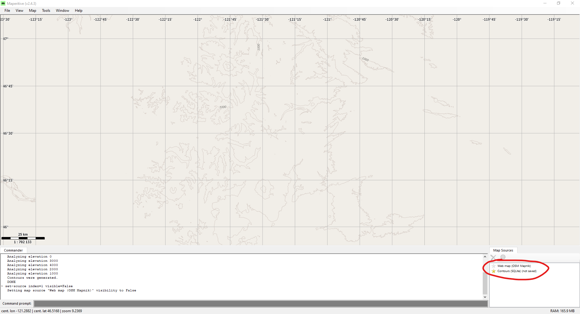 Uncheck top layer in layer box on the bottom left of the screen, then zoom in close enough to see the contour lines
