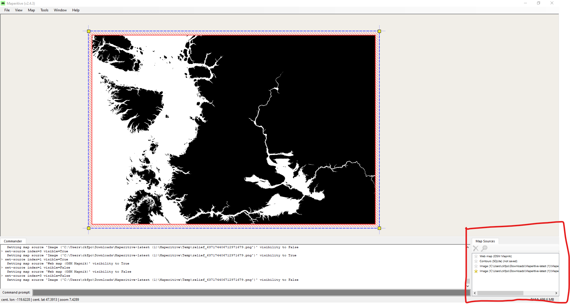  Uncheck layers to see the new hypsometric data 