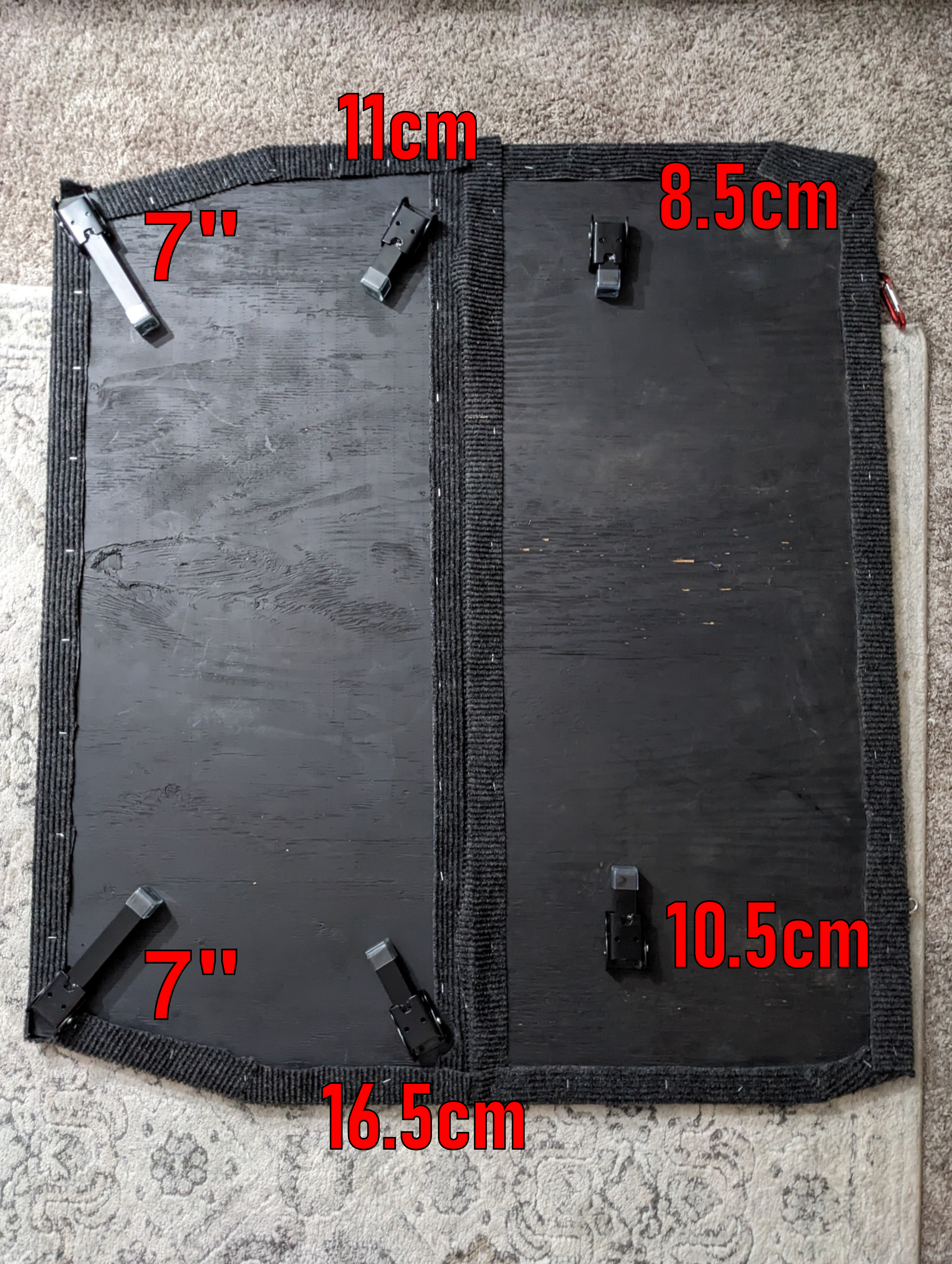  Middle and front platform leg lengths (apologies for the mixing of units) 