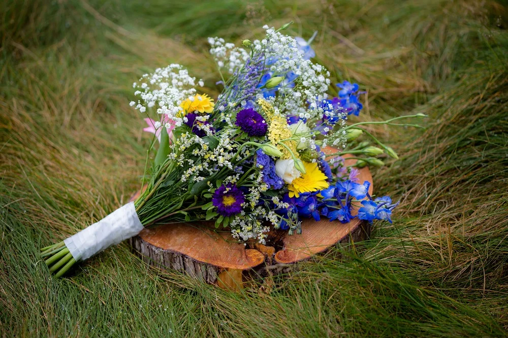 Small-bouquet-yellow-purple-wedding-flowerpower-northland