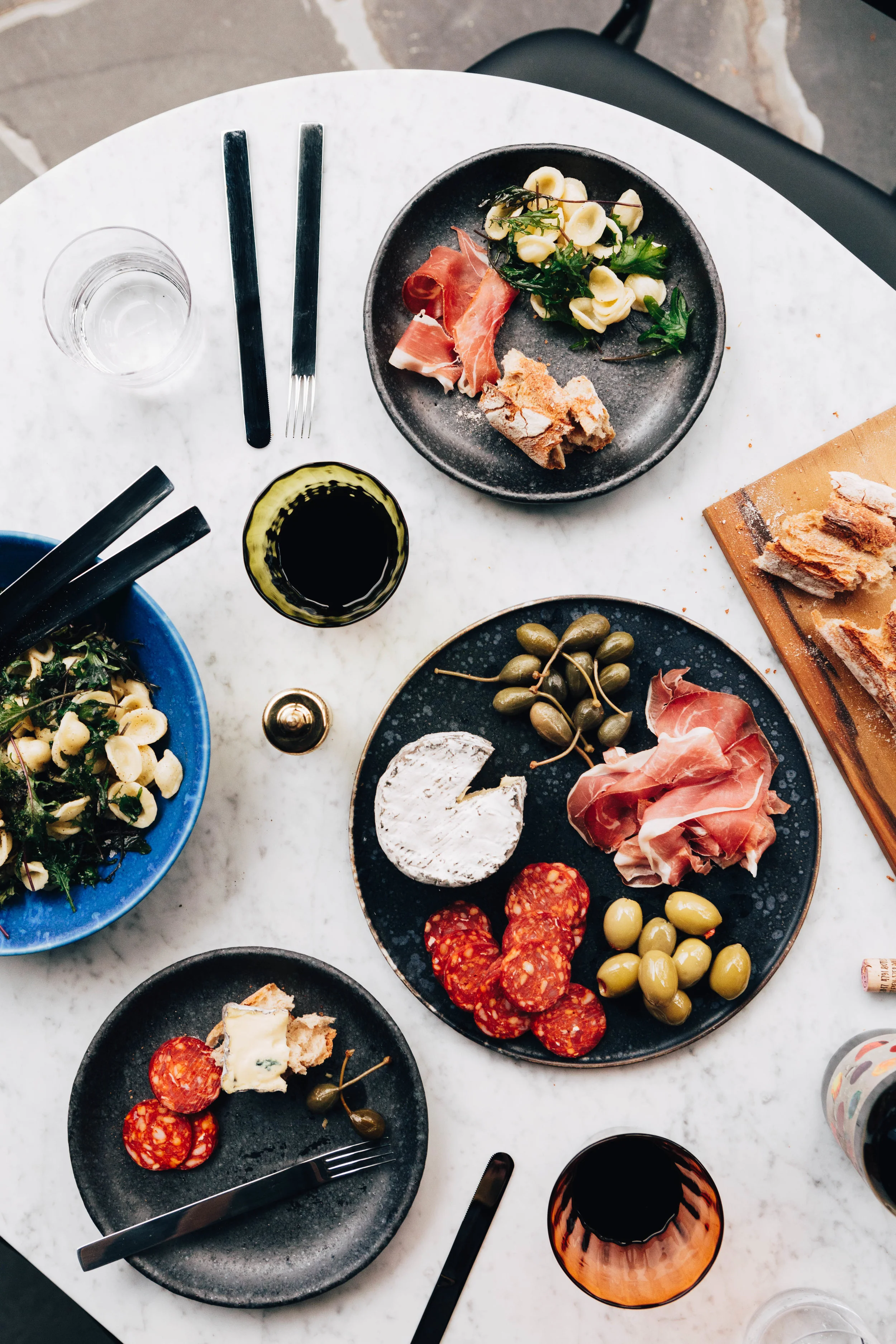 Cheese, cured meats, bread and salad from the Hill Street Grocer, West Hobart