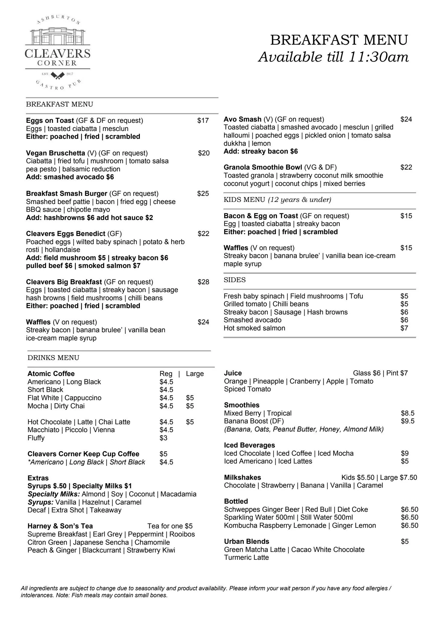 Cleavers Corner Restaurant and Bar