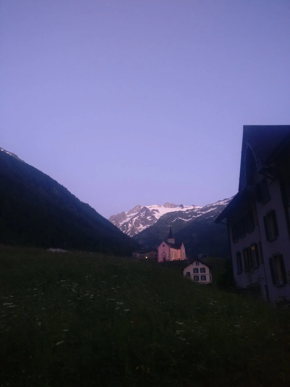 The Trient Church at dawn on the Walker’s Haute Route