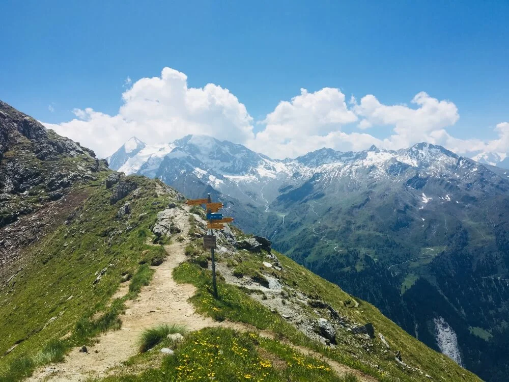 The views at Col Termin are the cherry on top after traversing the Sentier balcony trail along Val de Bagnes on the Walker’s Haute Route