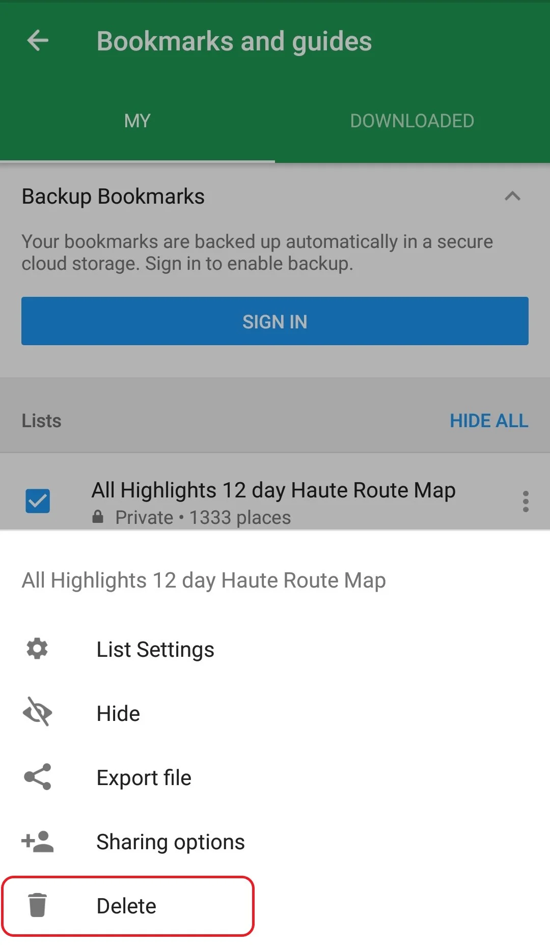 Image 15: Select the option to delete the file and repeat the steps as many times as necessary so you are left with just the new map file.