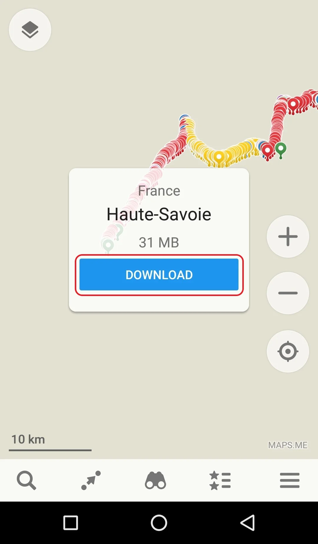 Image 16: You will be prompted to download the ‘Haute-Savoie’ Map for the first part in France