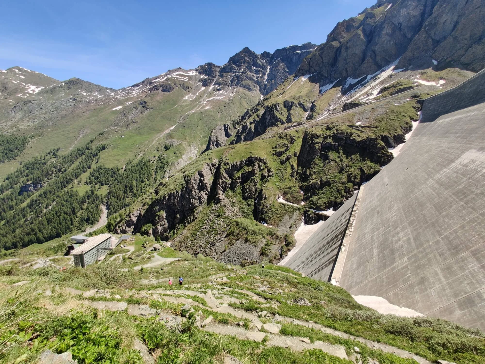 The dam wall holding Lac Des Dix: This is where the bus will drop you off from Sion.