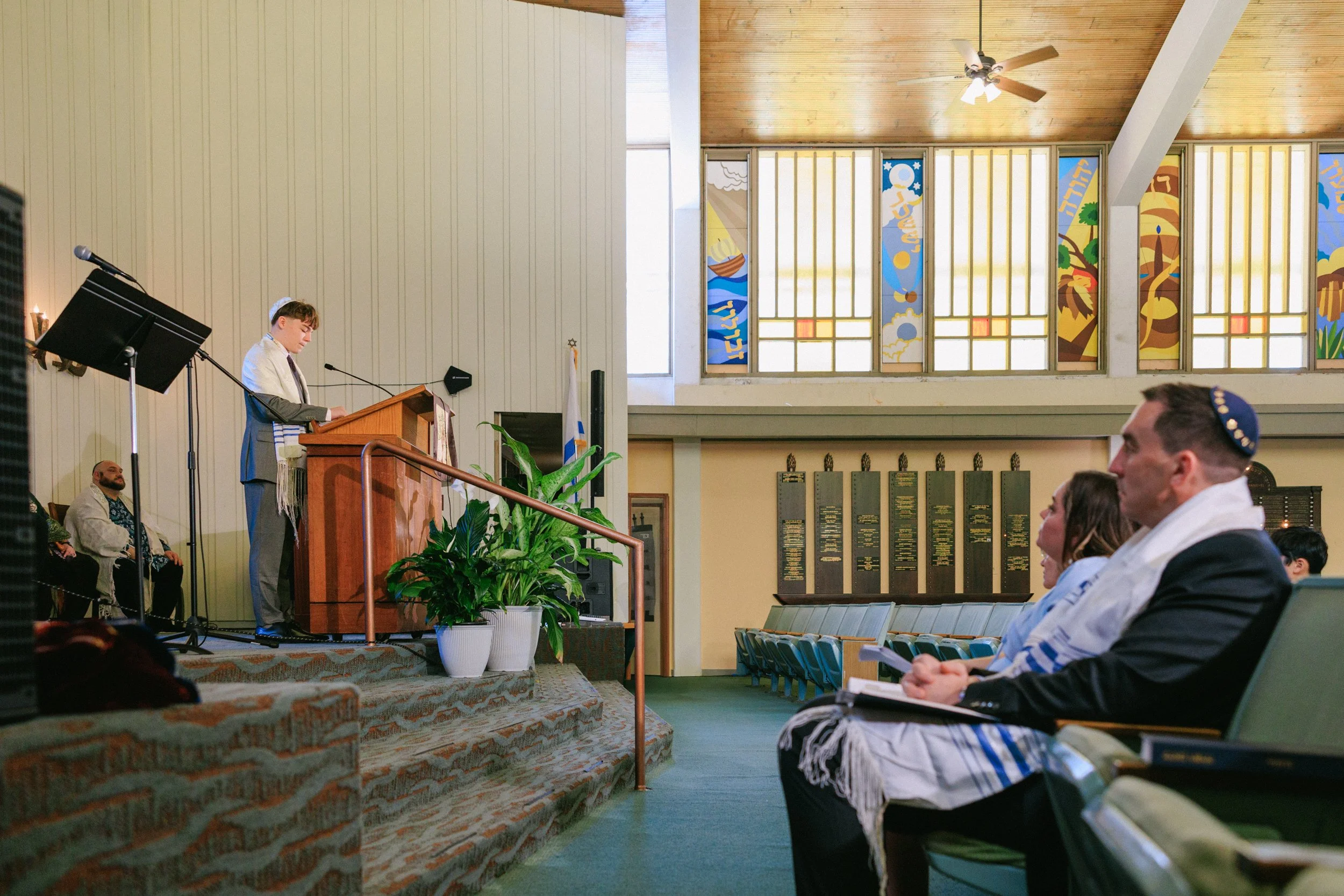 Kevin at the bimah during bar mitzvah Temple Emanu-El Honolulu