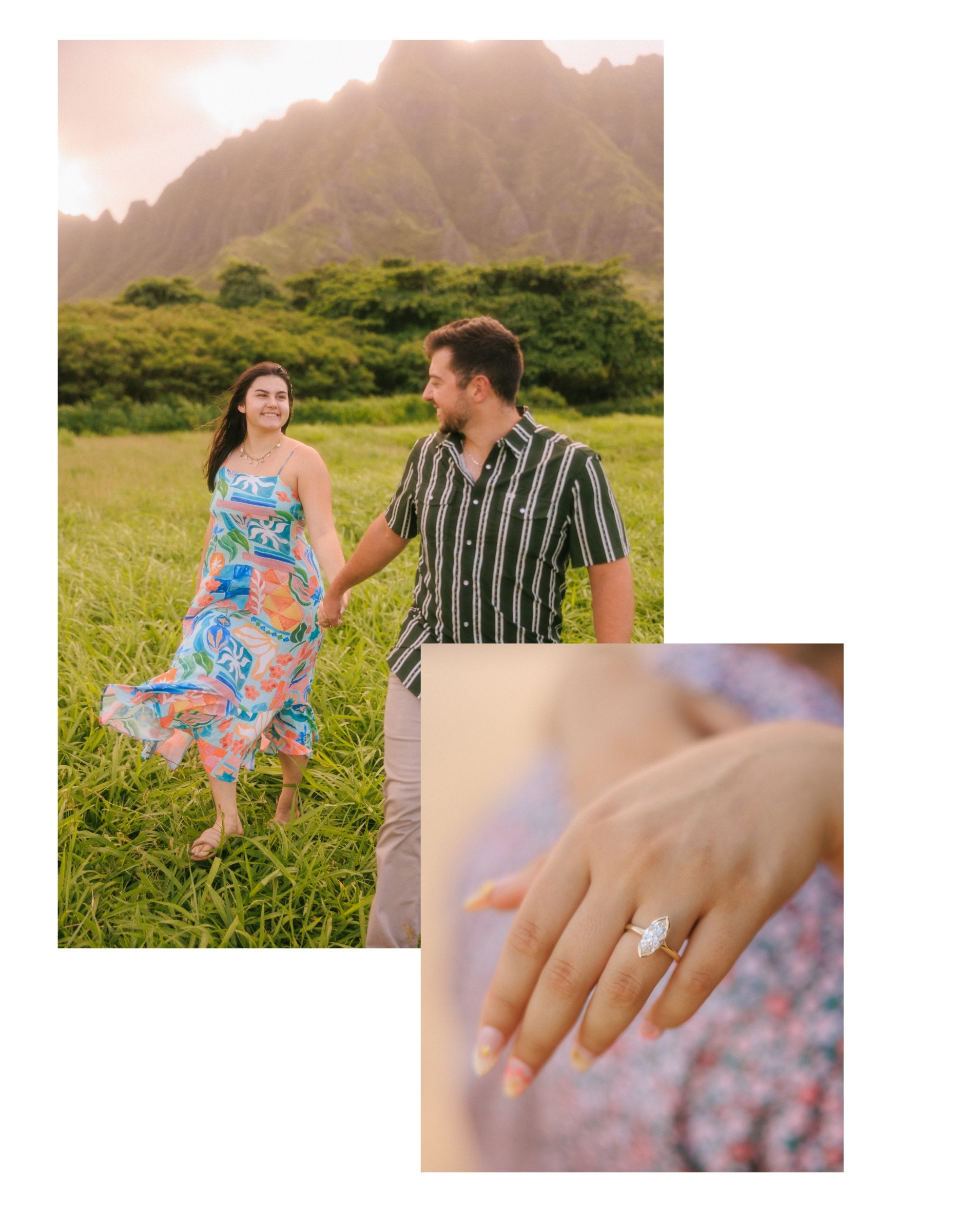 Surprise Proposal Photography at Kualoa Regional Park | Jake + Sloane’s Sunset Engagement on Oahu