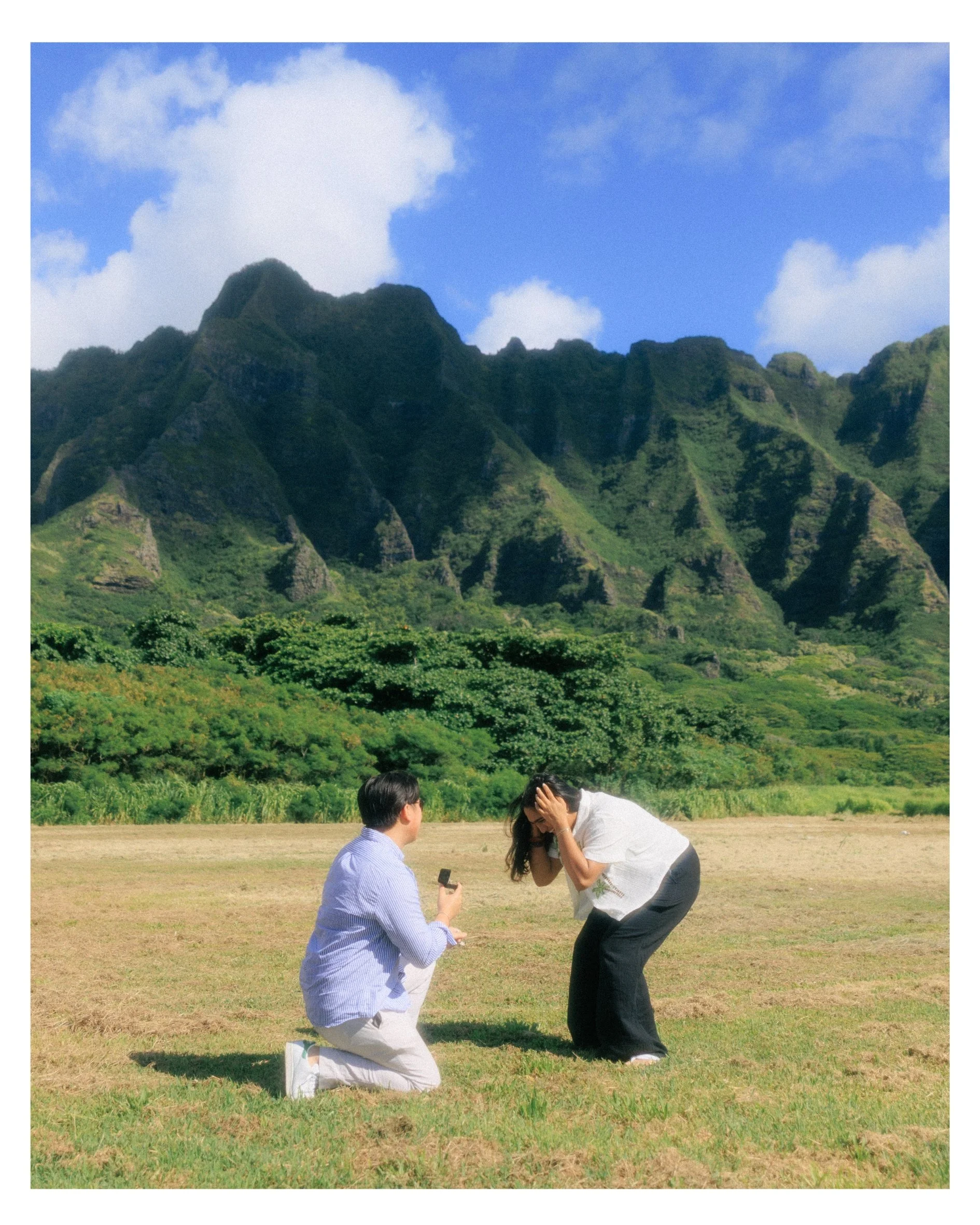 Surprise Proposal at Kualoa Ranch | Mo &amp; Andy's Oahu Engagement