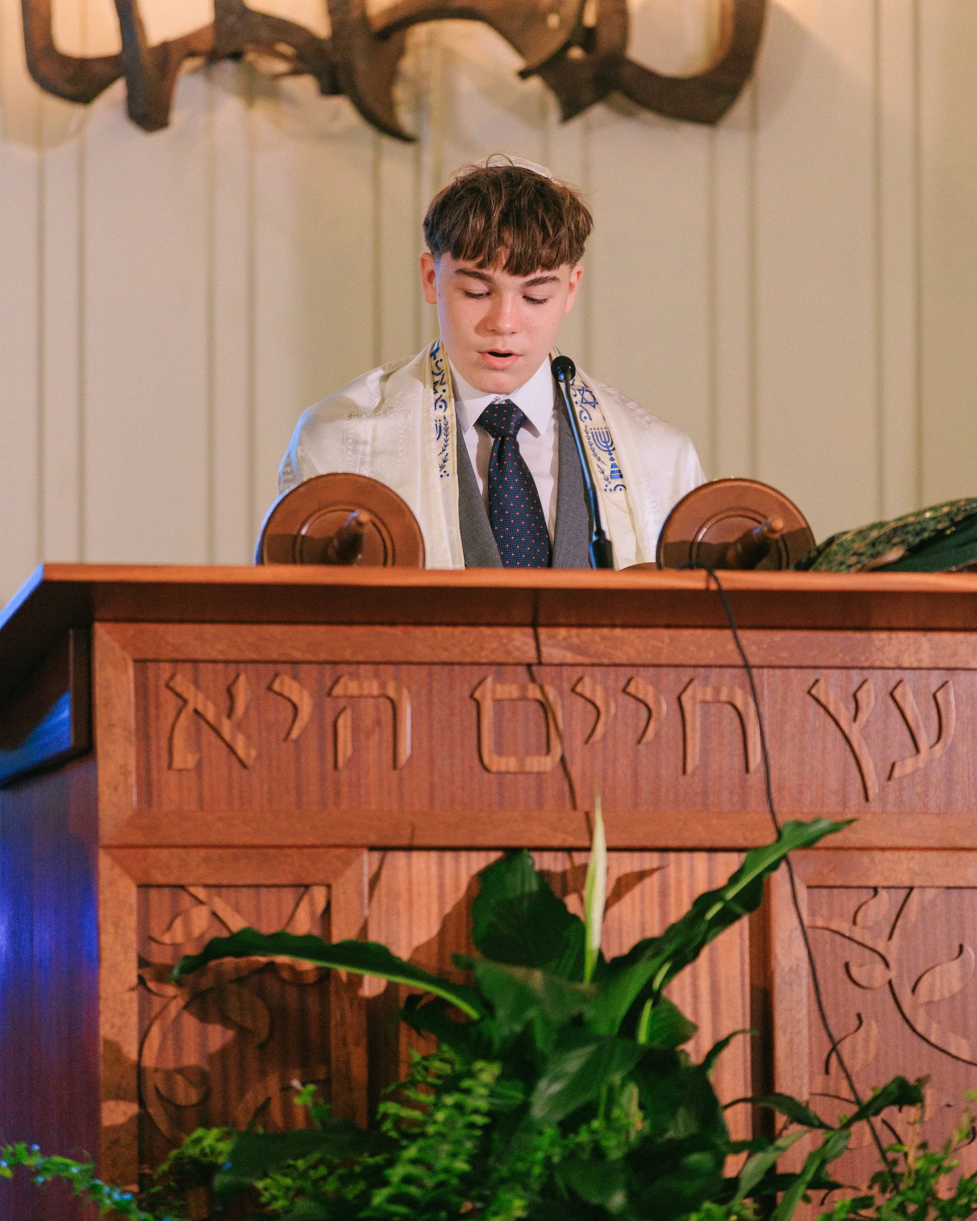 Kevin reading during his bar mitzvah ceremony Honolulu Hawaii